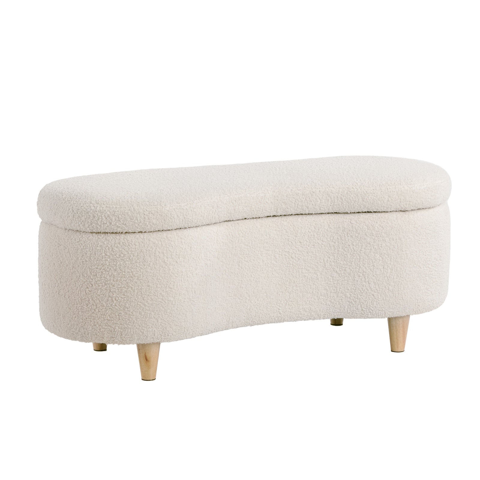 Oikiture Storage Ottoman Cashew Foot Stool Teddy Boucle Chest Bench Blanket Box - Sunyee
