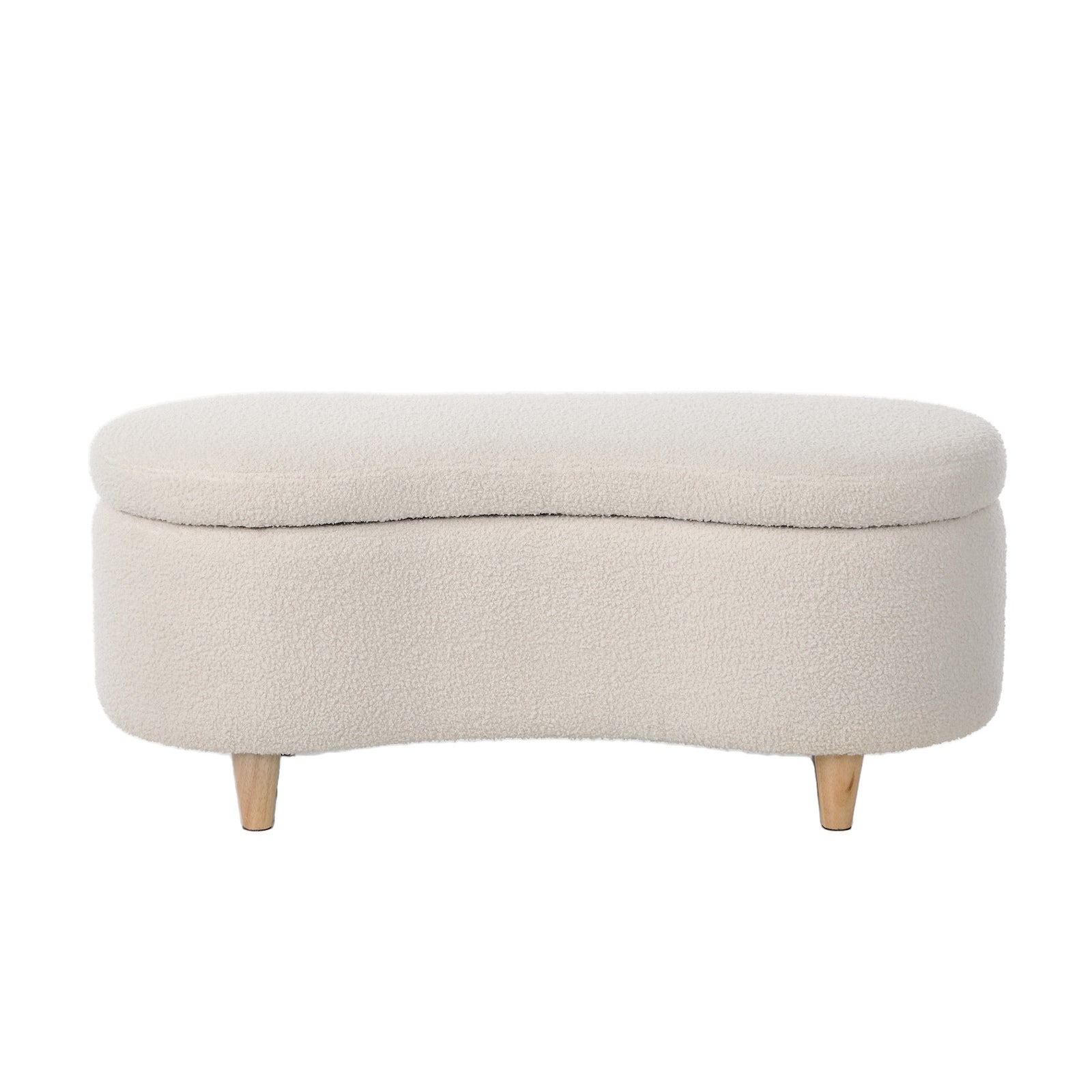 Oikiture Storage Ottoman Cashew Foot Stool Teddy Boucle Chest Bench Blanket Box - Sunyee