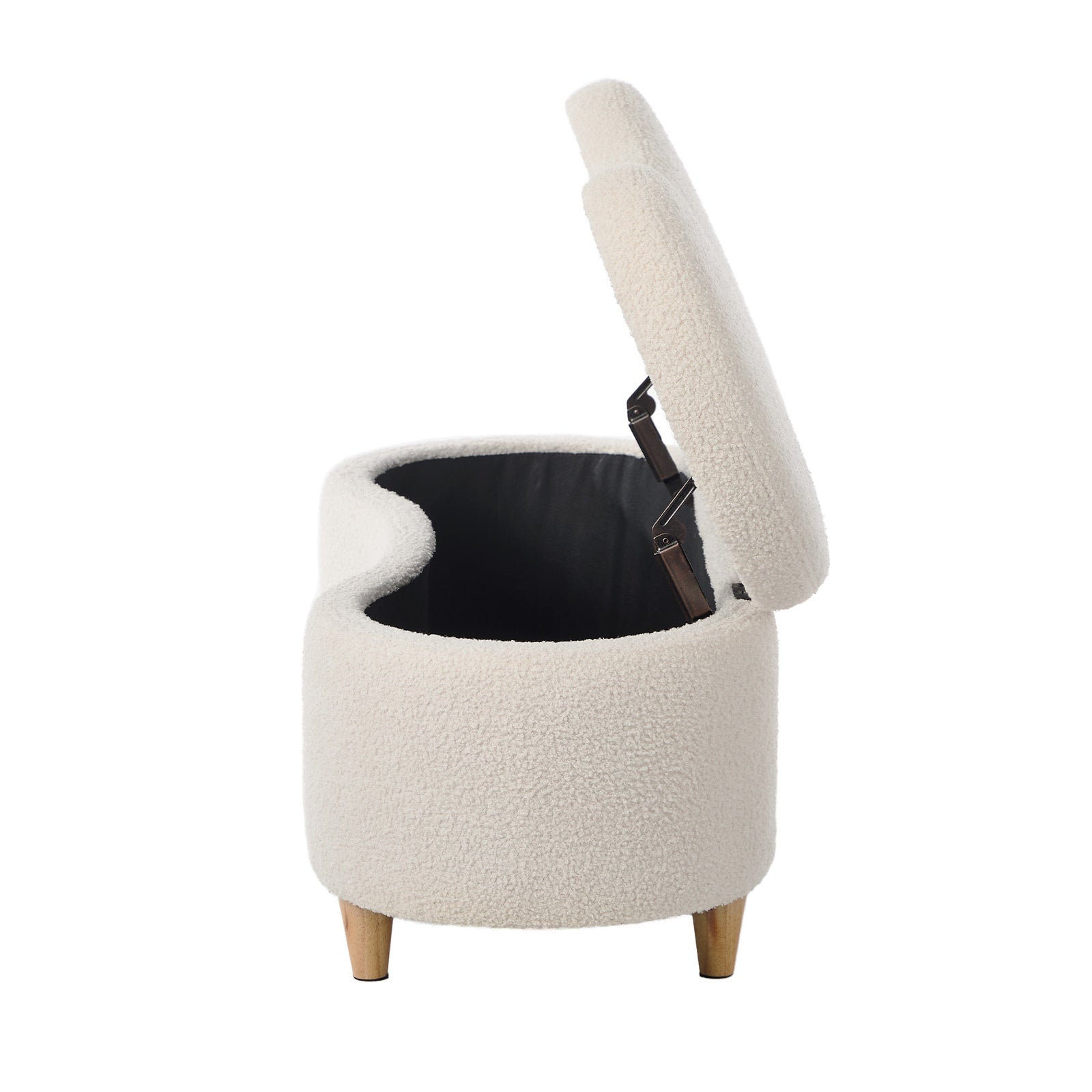 Oikiture Storage Ottoman Cashew Foot Stool Teddy Boucle Chest Bench Blanket Box - Sunyee