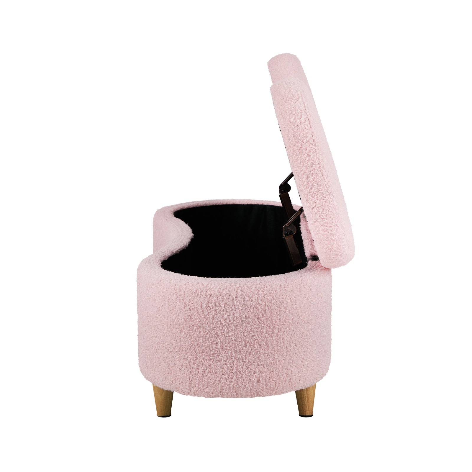Oikiture Storage Ottoman Cashew Teddy Boucle Chest Bench Blanket Box Stool Pink - Sunyee