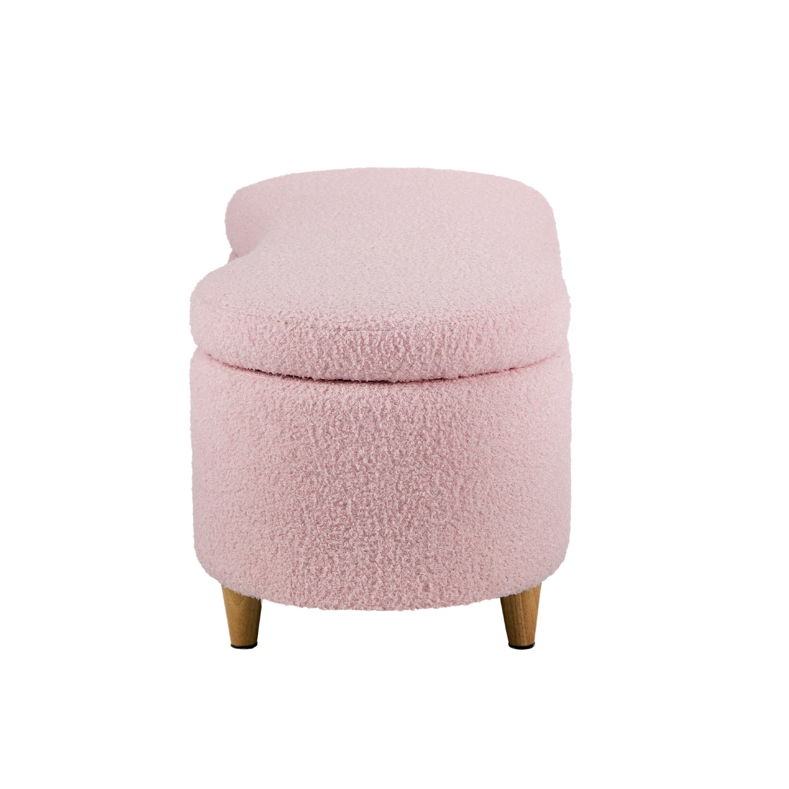 Oikiture Storage Ottoman Cashew Teddy Boucle Chest Bench Blanket Box Stool Pink - Sunyee