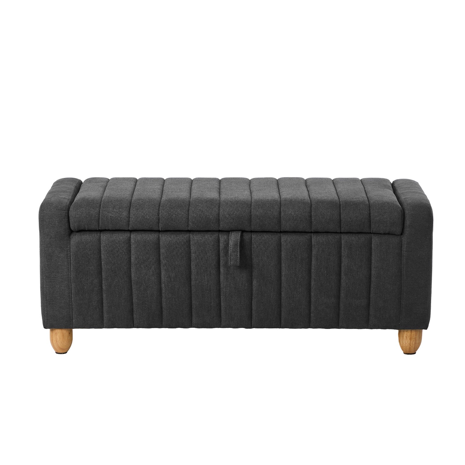 Oikiture Storage Ottoman Couch Footstool Linen Toy Chest Bench Blanket Box Grey - Sunyee