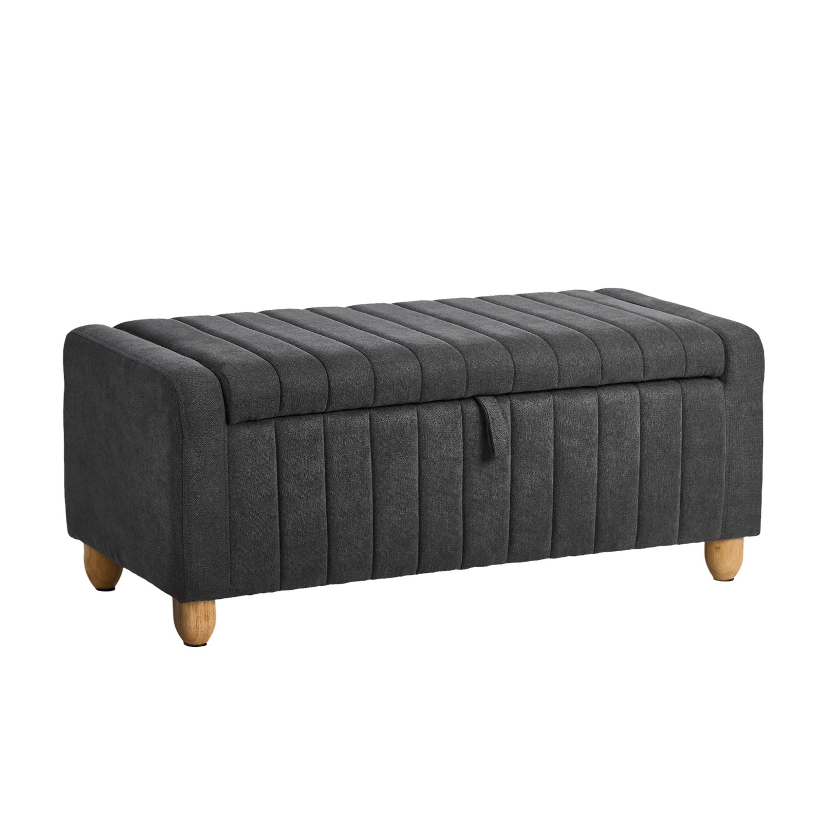 Oikiture Storage Ottoman Couch Footstool Linen Toy Chest Bench Blanket Box Grey - Sunyee