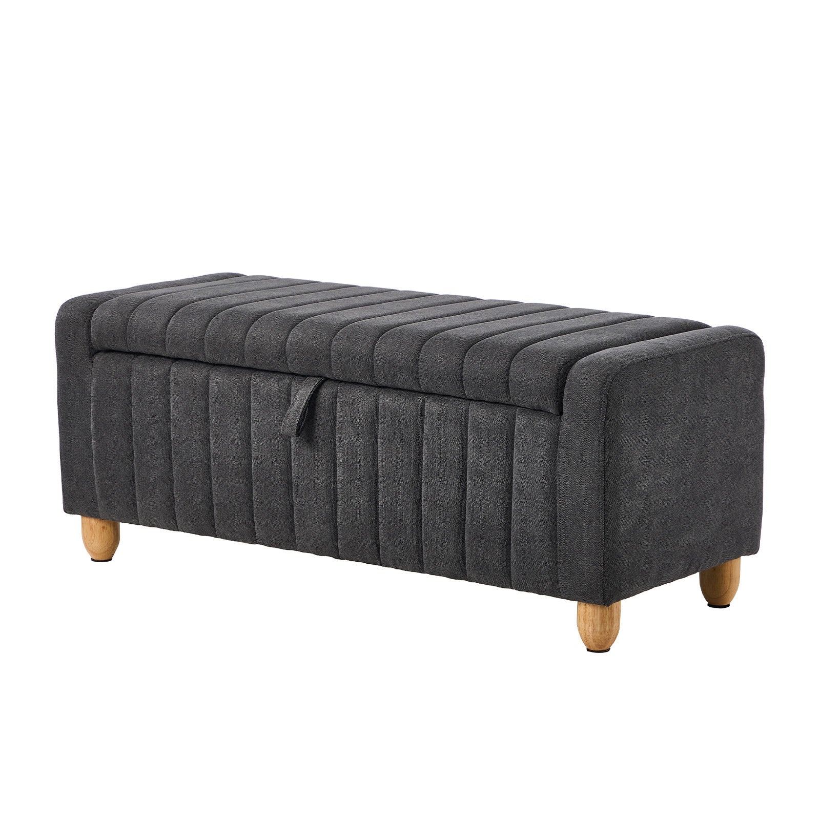 Oikiture Storage Ottoman Couch Footstool Linen Toy Chest Bench Blanket Box Grey - Sunyee