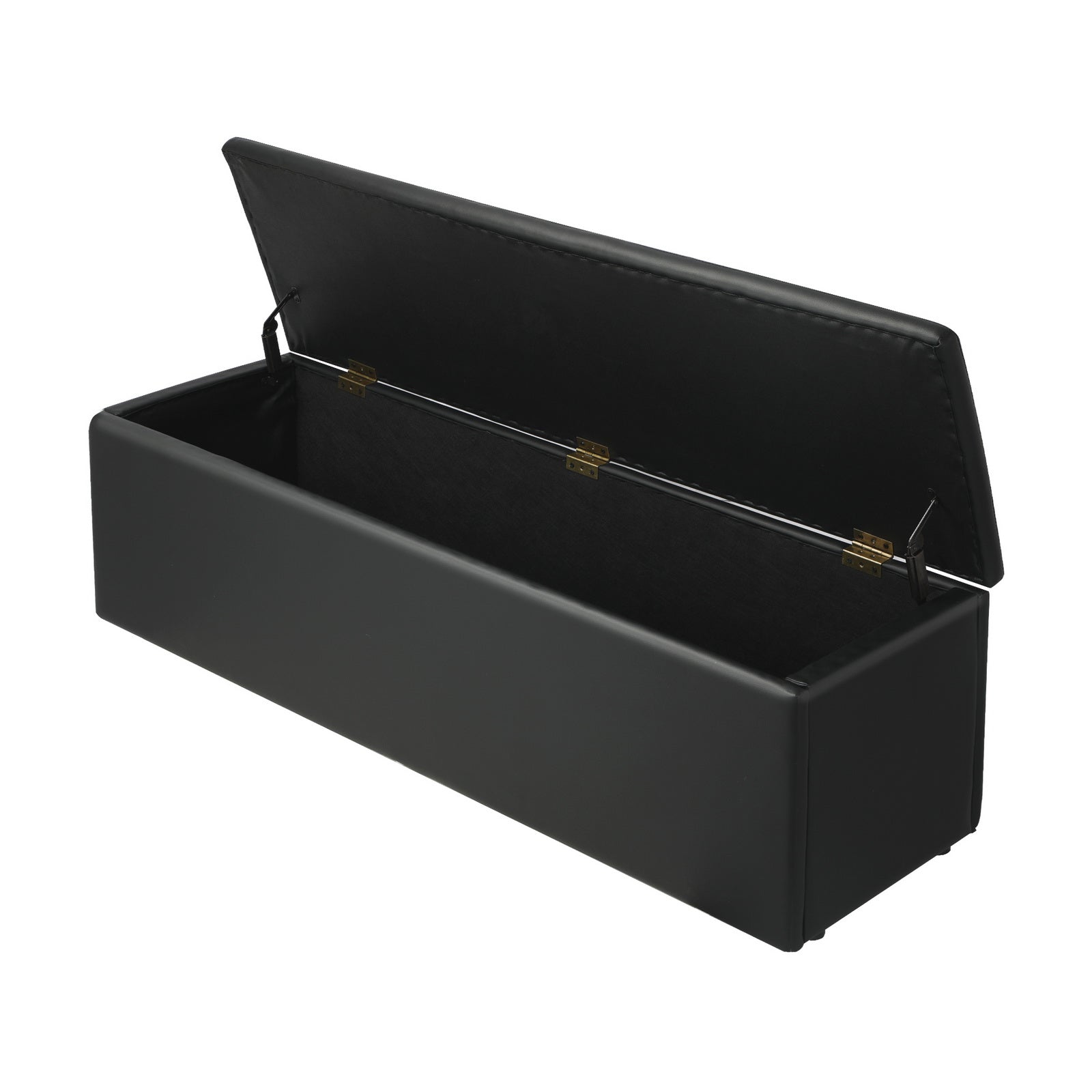 Oikiture Storage Ottoman Blanket Box Foot Stool XL Chest Toy Faux Leather Black - Sunyee