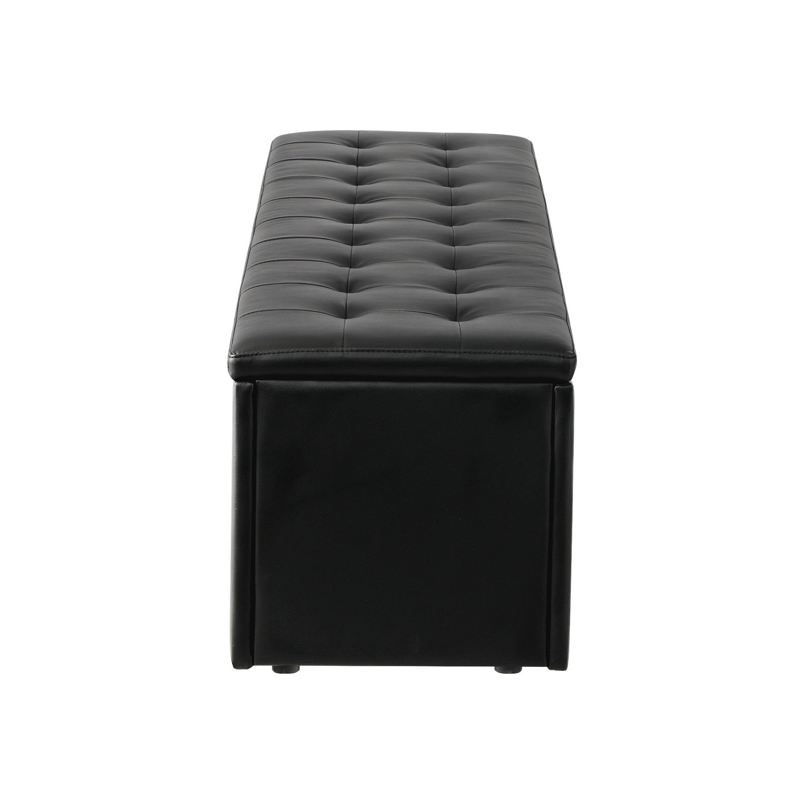 Oikiture Storage Ottoman Blanket Box Foot Stool XL Chest Toy Faux Leather Black - Sunyee