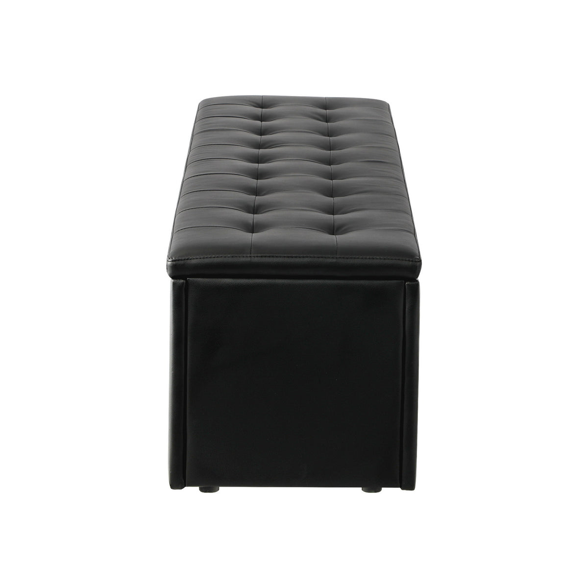 Oikiture Storage Ottoman Blanket Box Linen/Faux Leather Toy Foot Stool L/XL - Sunyee