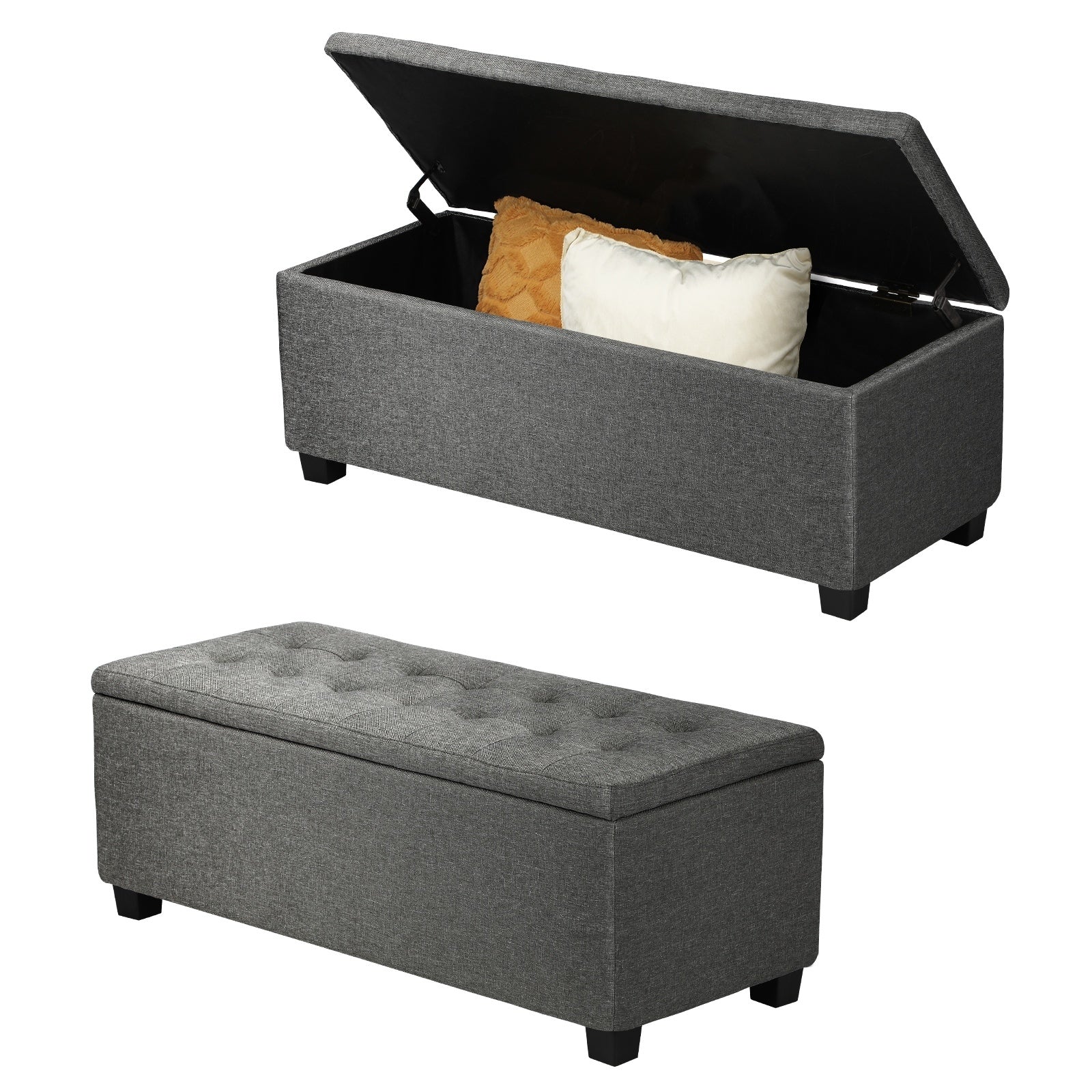 Oikiture Storage Ottoman Blanket Box Foot Stool Bench Chest Toy Footstool Linen - Sunyee