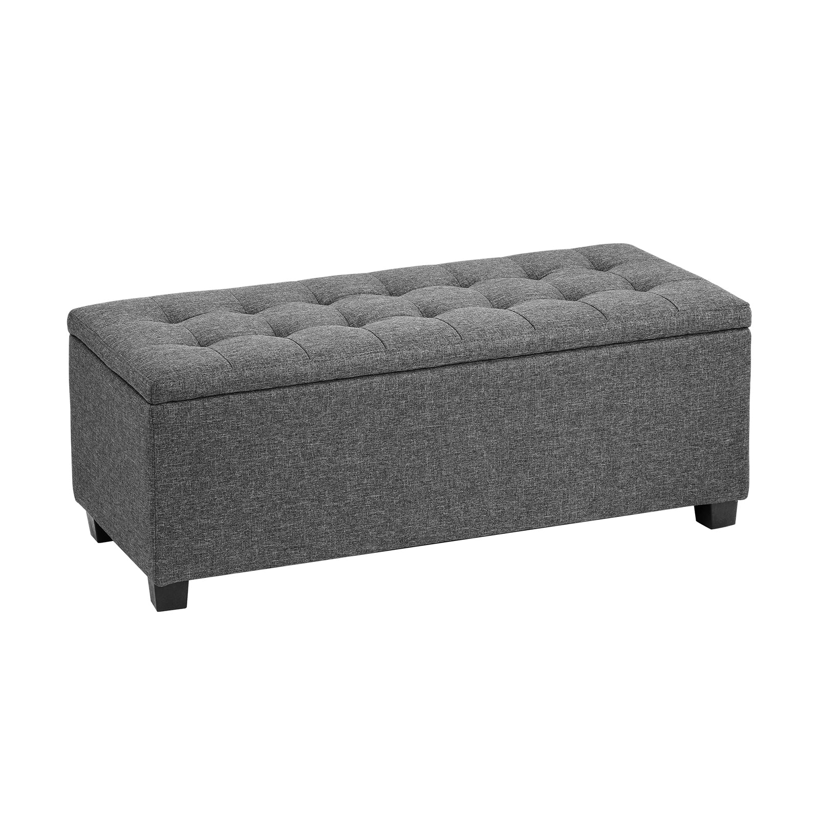 Oikiture Storage Ottoman Blanket Box Faux Linen Chest Toy Foot Stool LARGE Grey - Sunyee