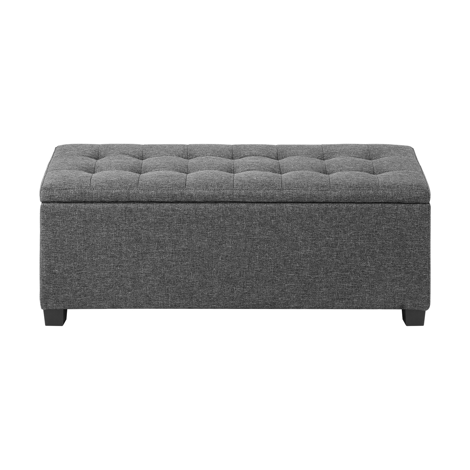 Oikiture Storage Ottoman Blanket Box Faux Linen Chest Toy Foot Stool LARGE Grey - Sunyee