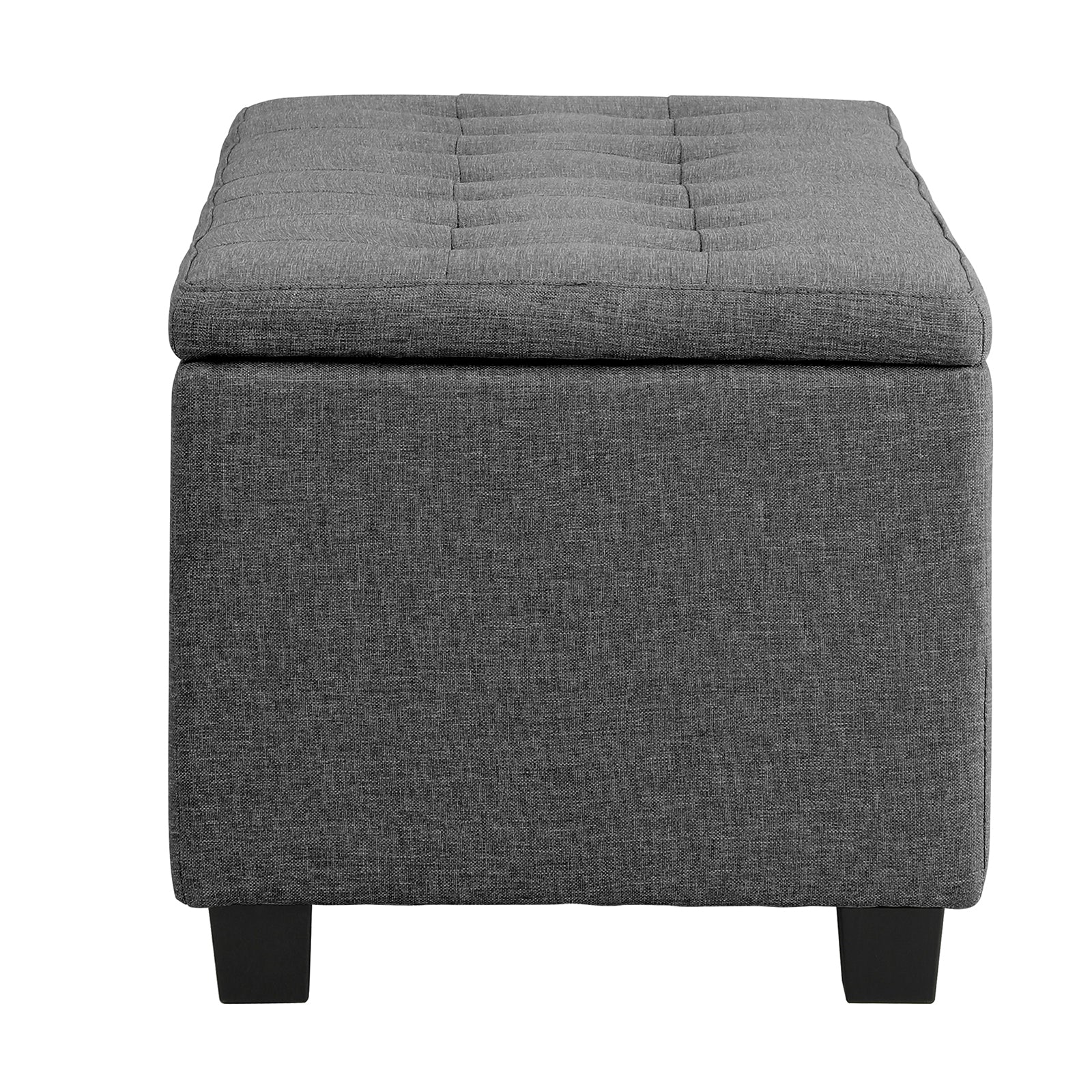 Oikiture Storage Ottoman Blanket Box Faux Linen Chest Toy Foot Stool LARGE Grey - Sunyee