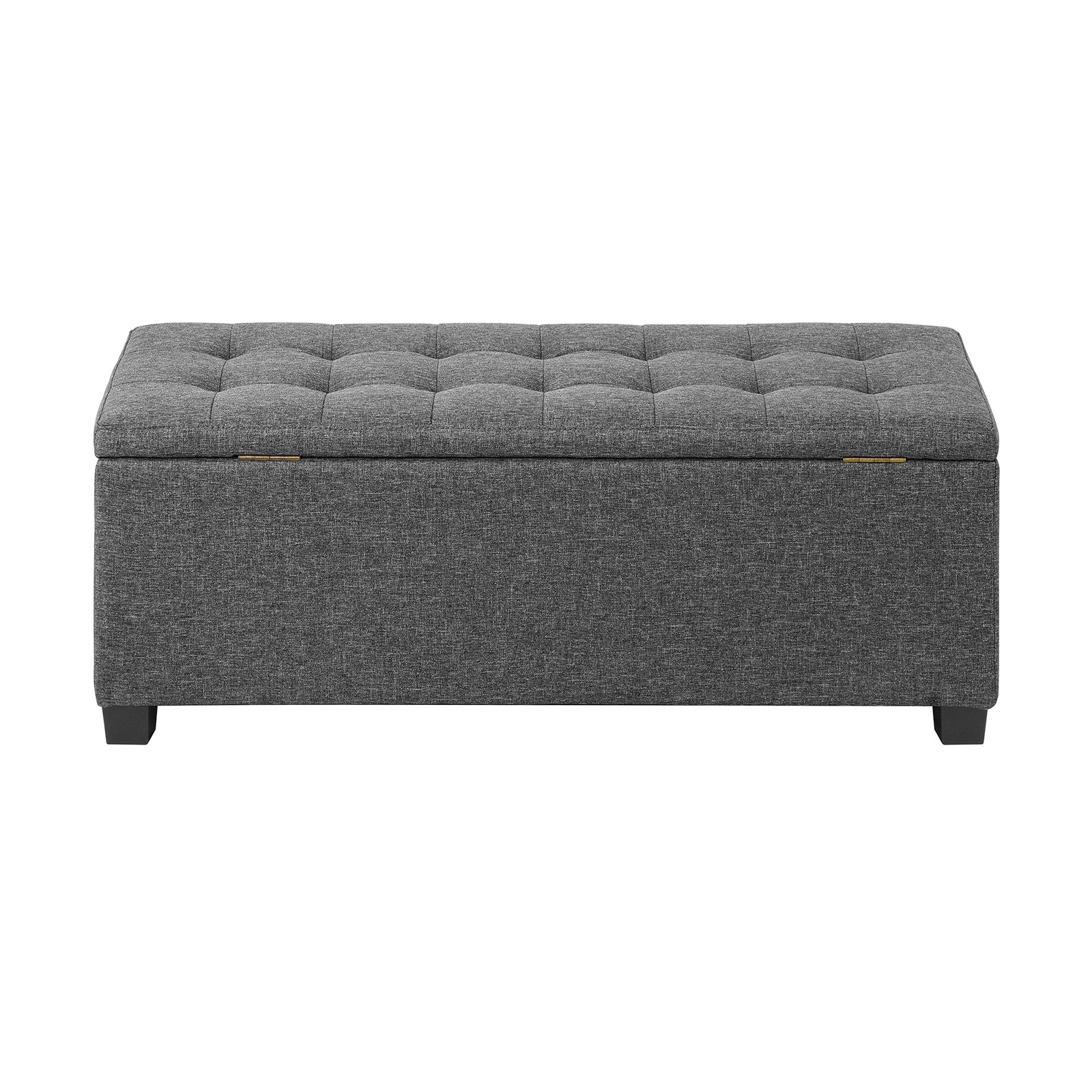 Oikiture Storage Ottoman Blanket Box Faux Linen Chest Toy Foot Stool LARGE Grey - Sunyee