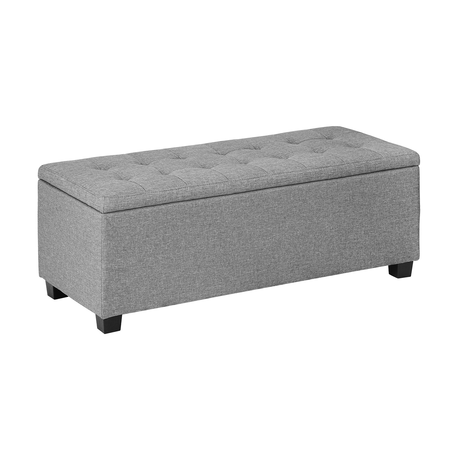 Oikiture Storage Ottoman Blanket Box Faux Linen Chest Toy Foot Stool LARGE - Sunyee
