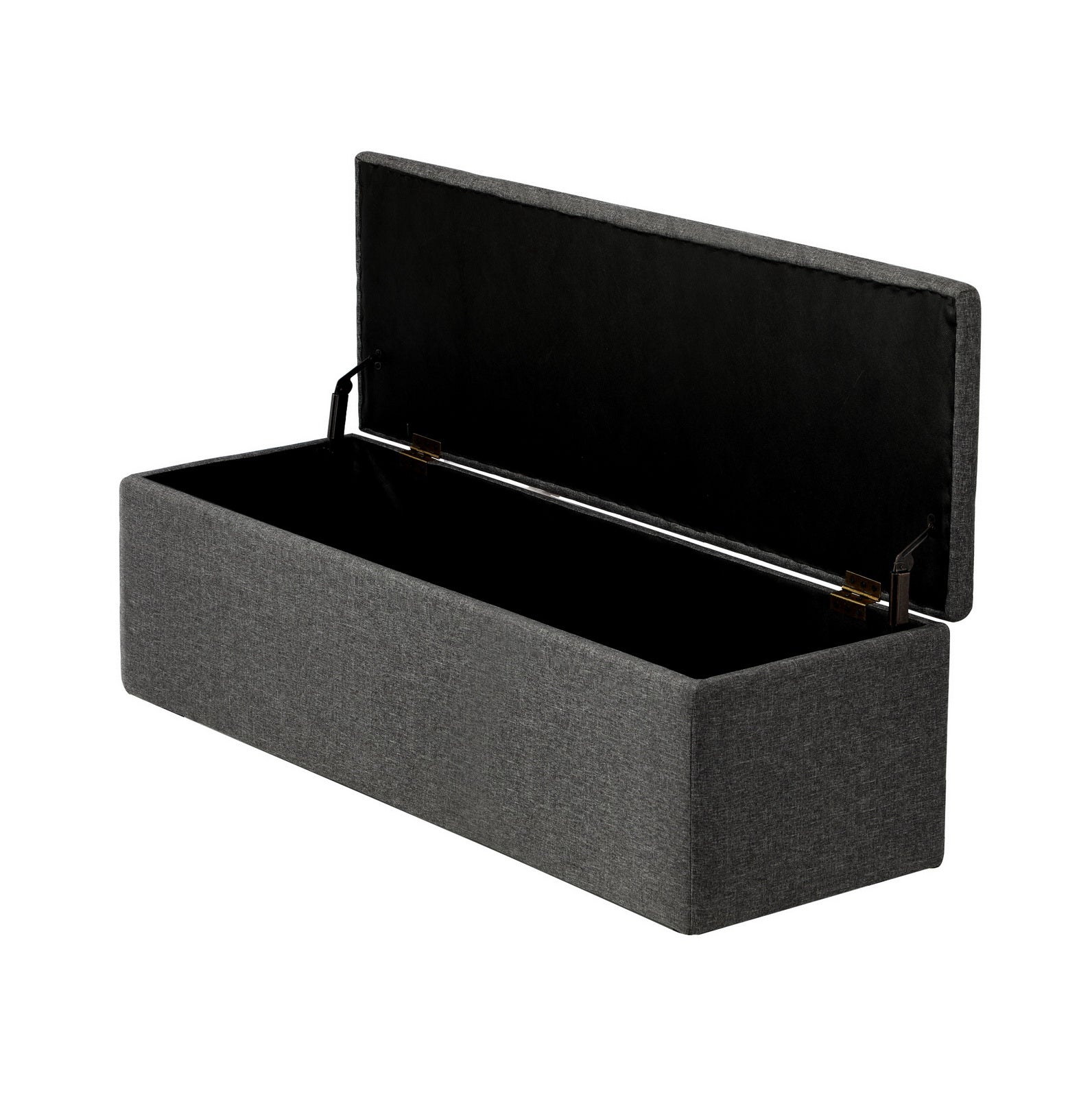 Oikiture Storage Ottoman Blanket Box Foot Stool XL Chest Toy Faux Linen Grey - Sunyee