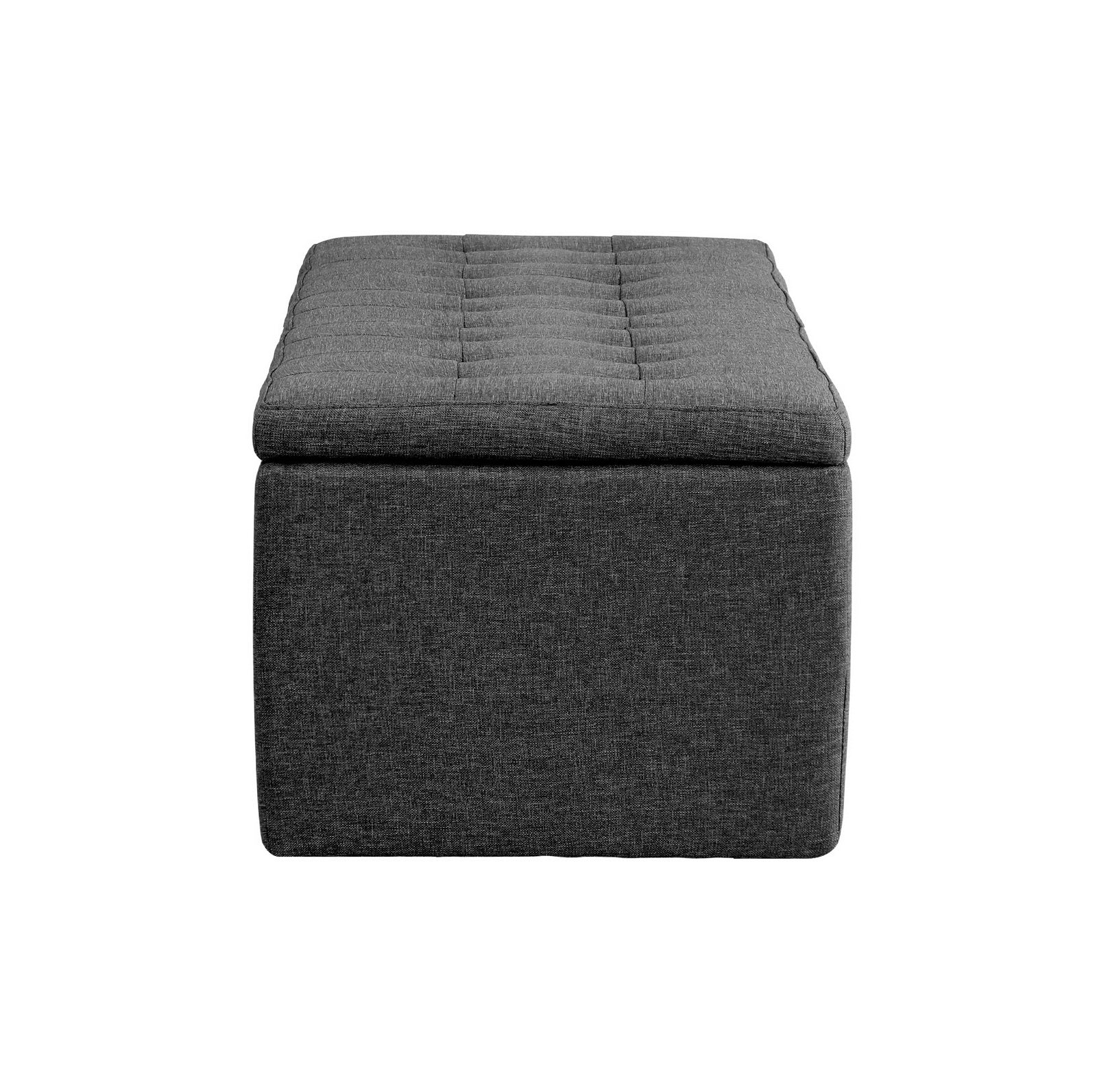 Oikiture Storage Ottoman Blanket Box Foot Stool XL Chest Toy Faux Linen Grey - Sunyee