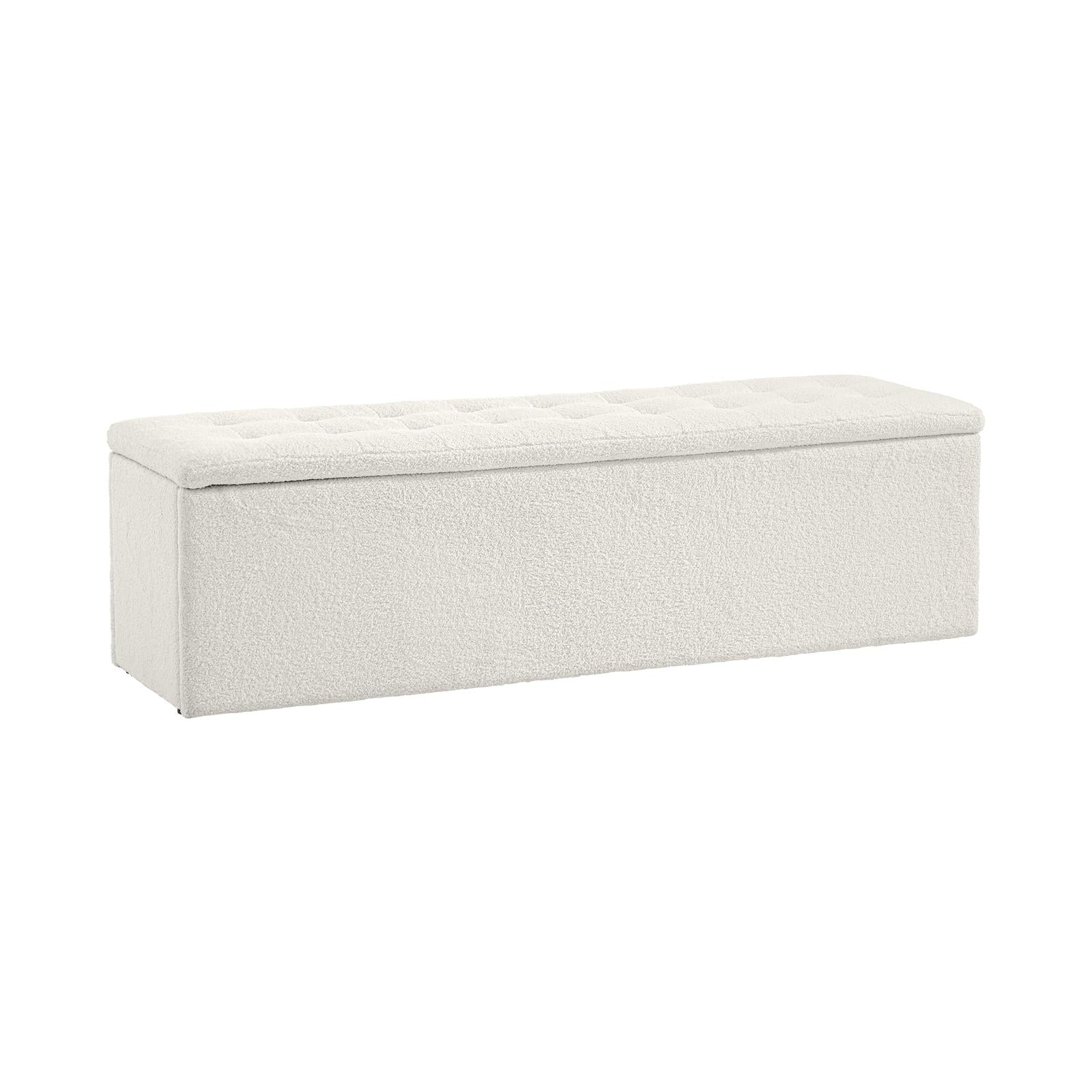 Oikiture Storage Ottoman Blanket Box Foot Stool XL Chest Toy Sherpa Linen White - Sunyee