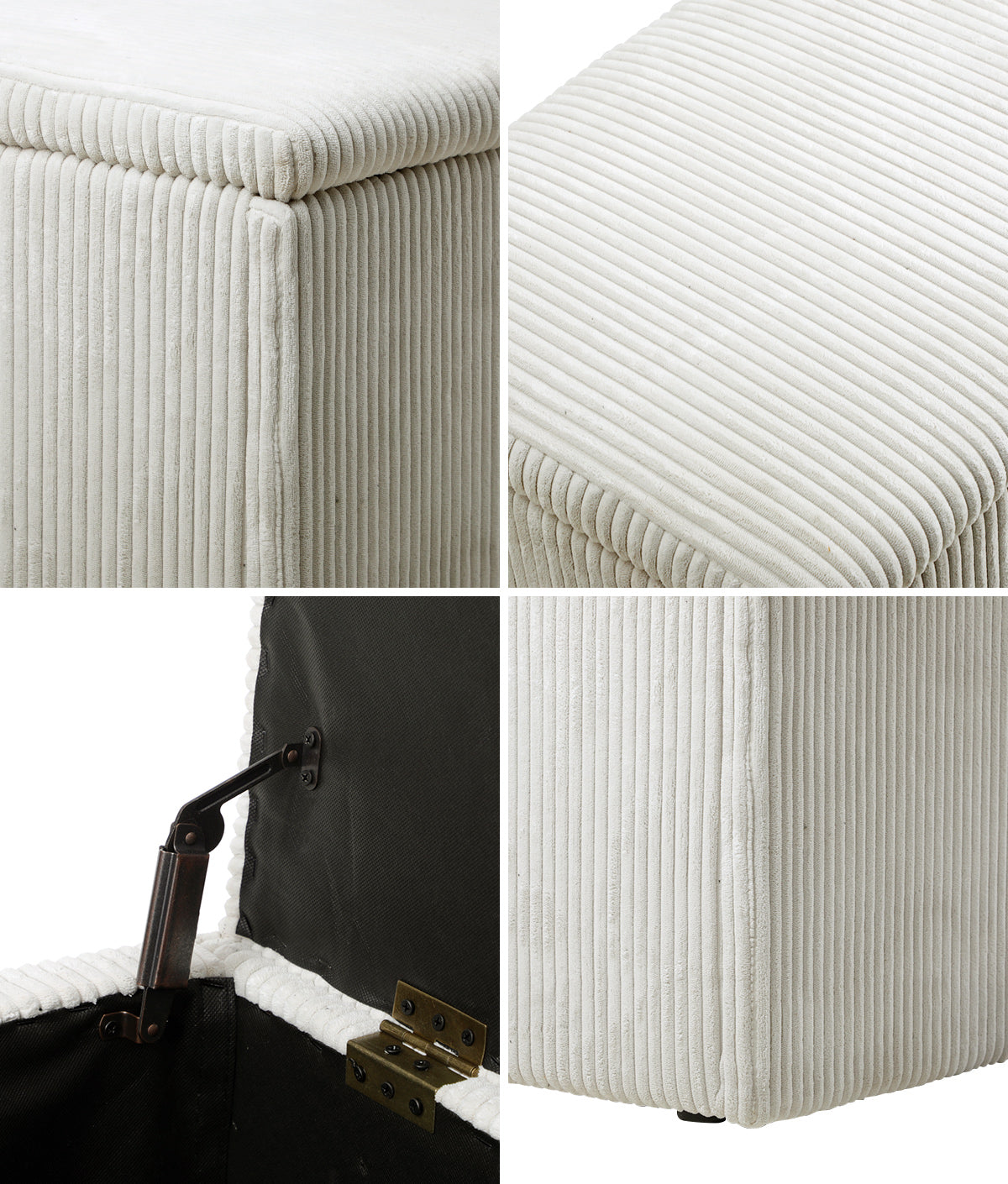 Oikiture Storage Ottoman Blanket Box Foot Stool XL Chest Toy Polyester Beige - Sunyee