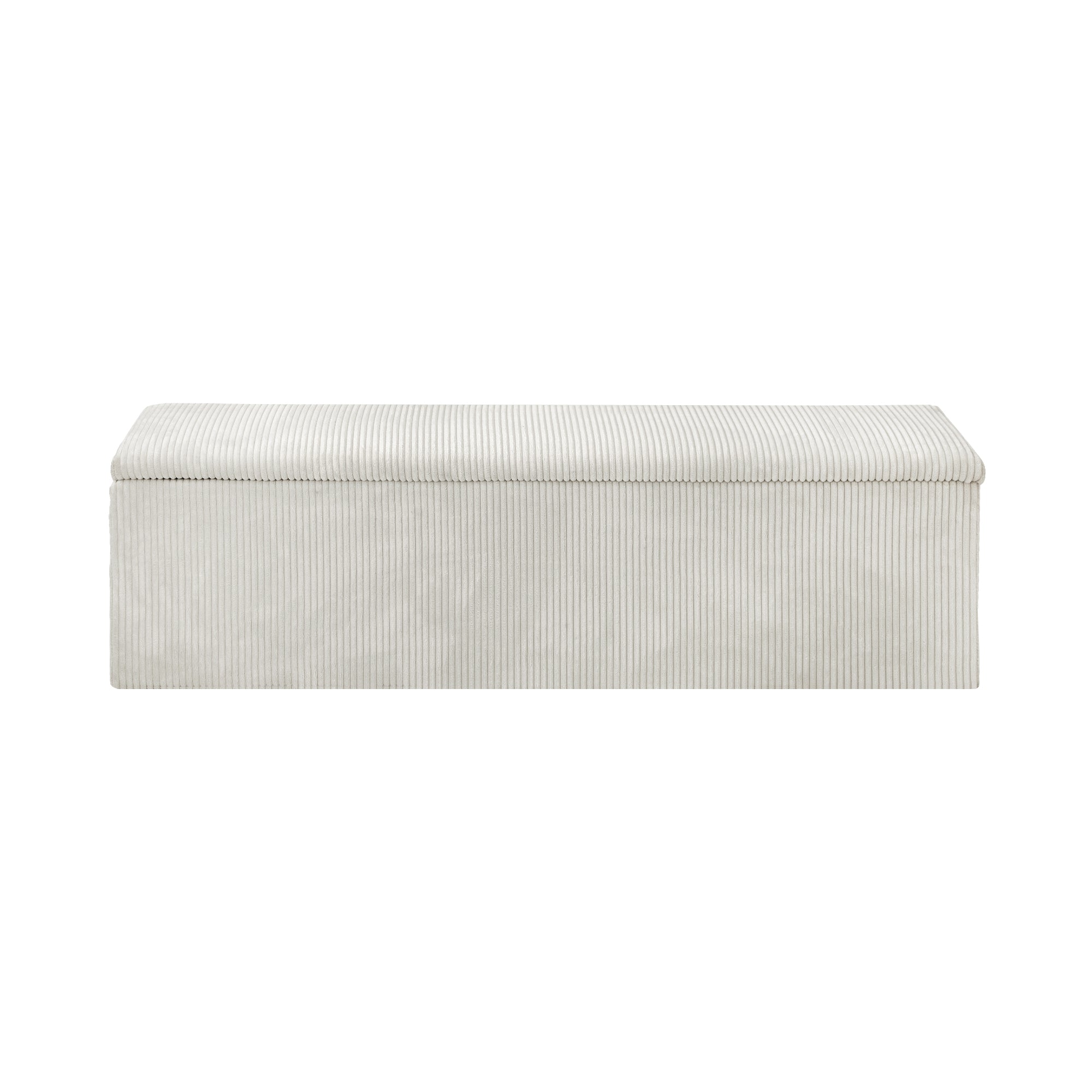 Oikiture Storage Ottoman Blanket Box Foot Stool XL Chest Toy Polyester Beige - Sunyee