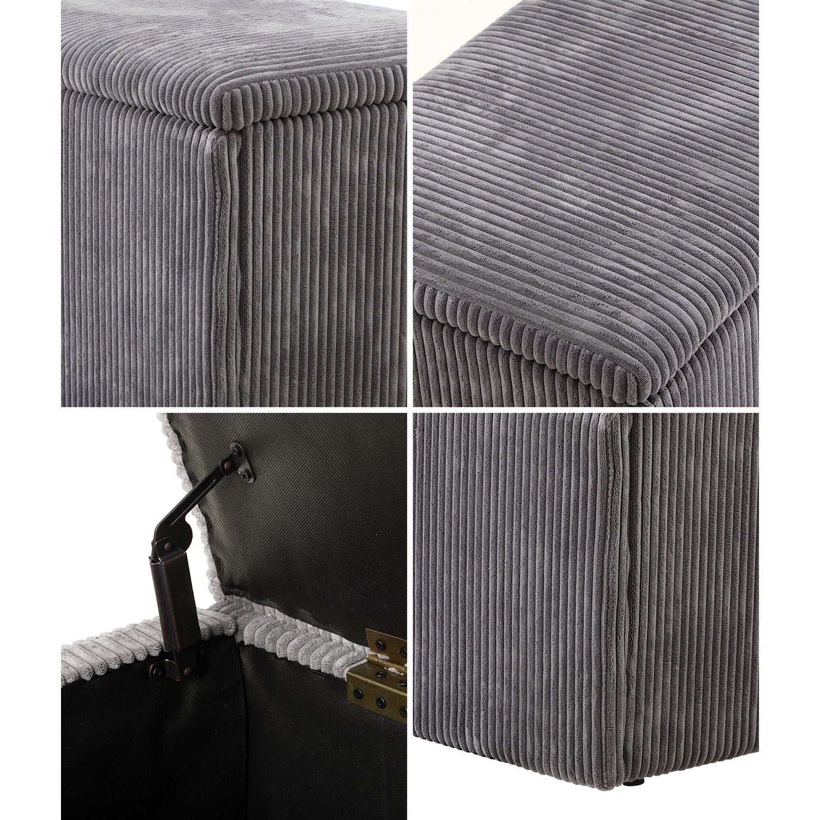 Oikiture Storage Ottoman Blanket Box Foot Stool XL Chest Toy Polyester Grey - Sunyee