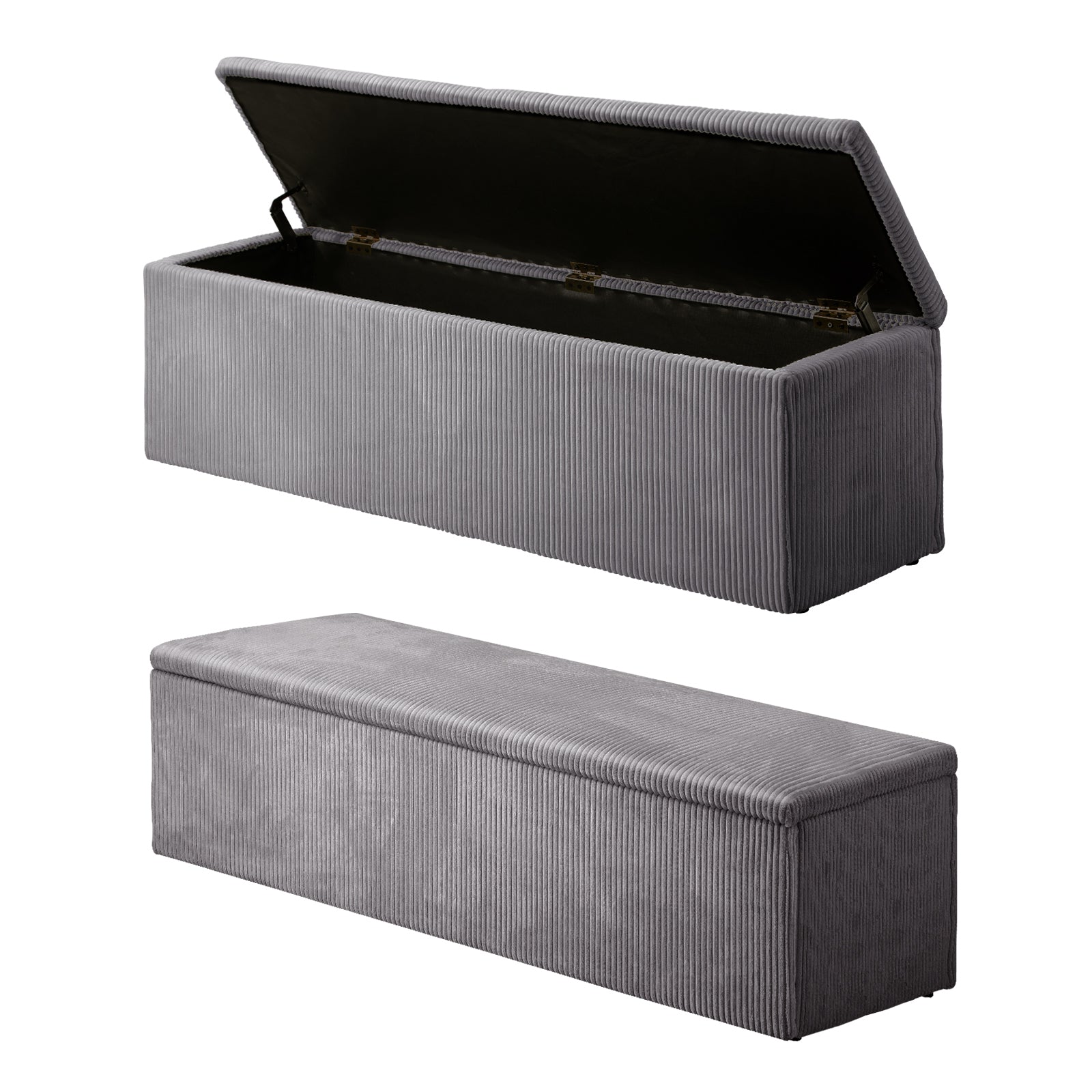 Oikiture Storage Ottoman Blanket Box Foot Stool XL Chest Toy Polyester Grey - Sunyee