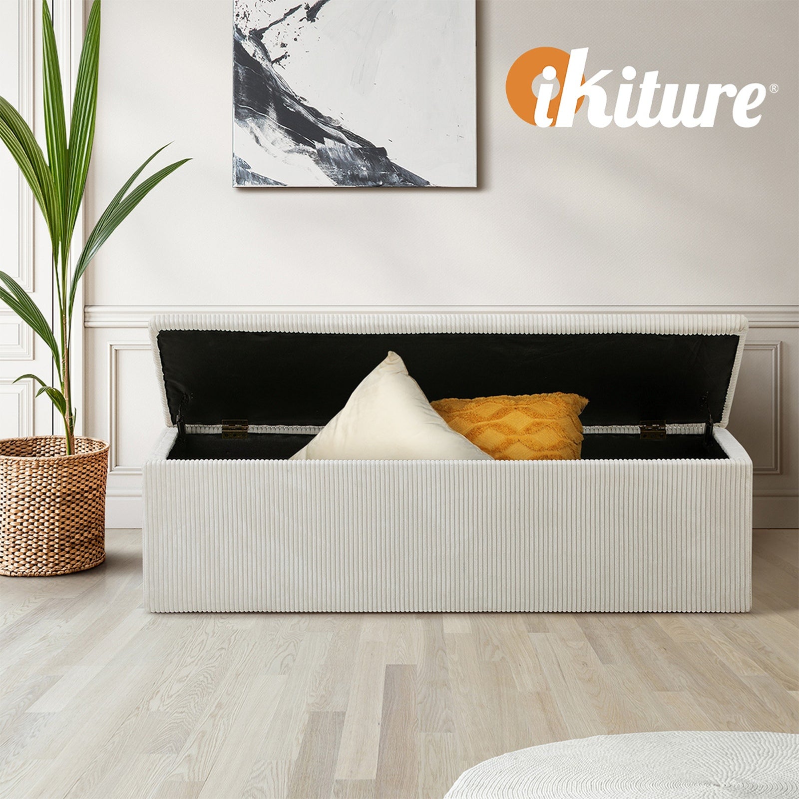 Oikiture 140 cm Storage Ottoman Blanket Box Foot Stool Bench Chest Toy LARGE - Sunyee
