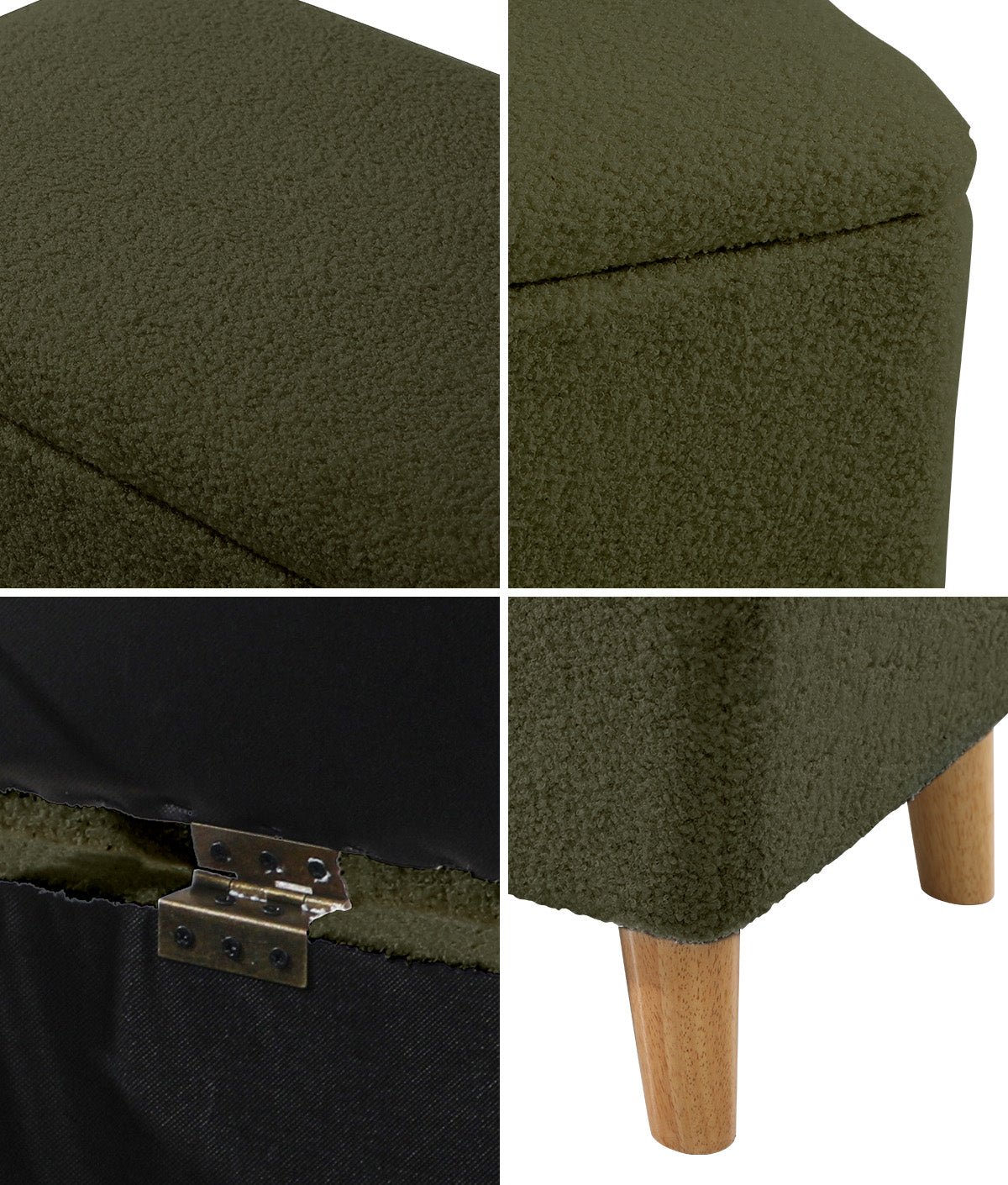 Oikiture Storage Ottoman Blanket Box Chest Toy Foot Stool Bench Sherpa Green - Sunyee