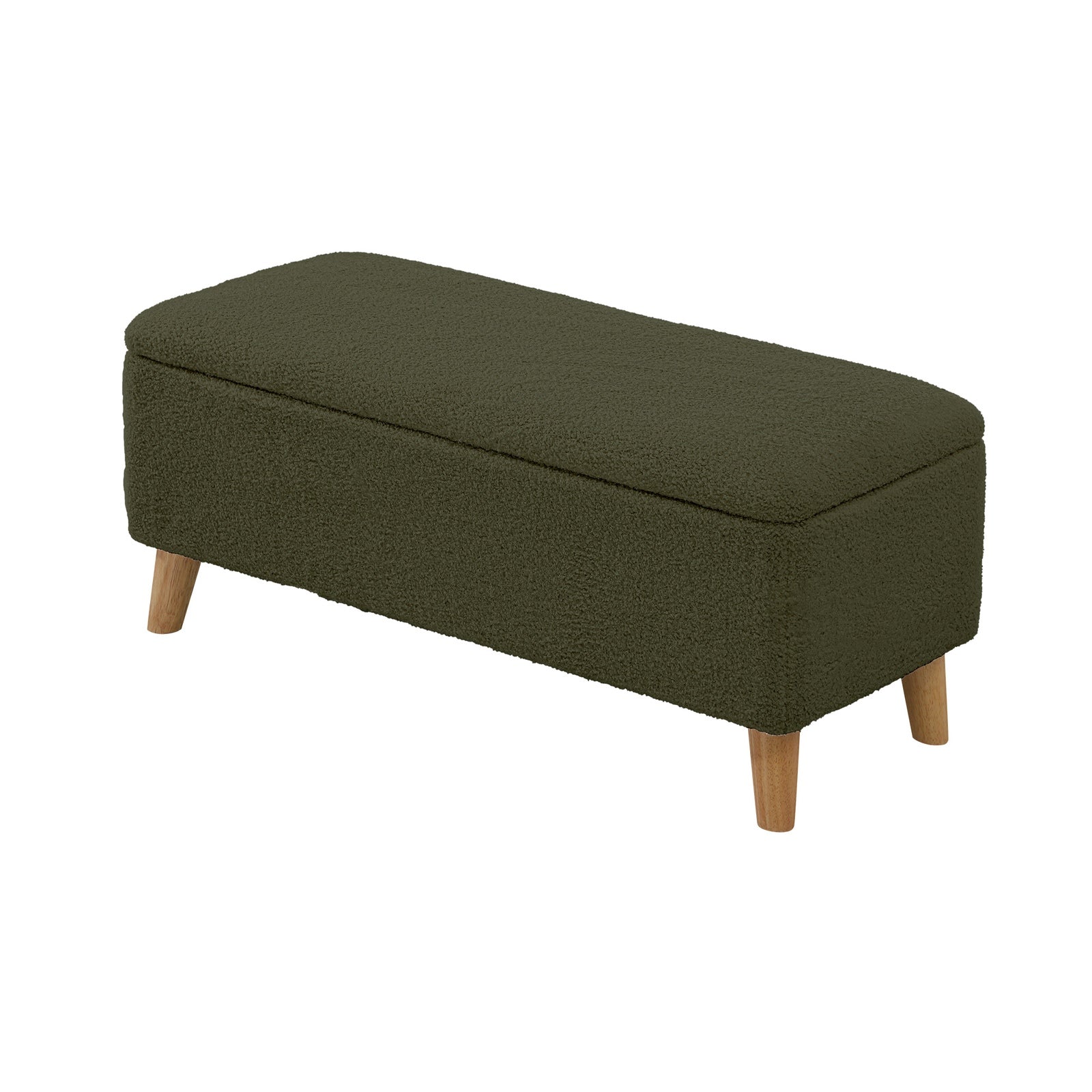 Oikiture Storage Ottoman Blanket Box Chest Toy Foot Stool Bench Sherpa Green - Sunyee