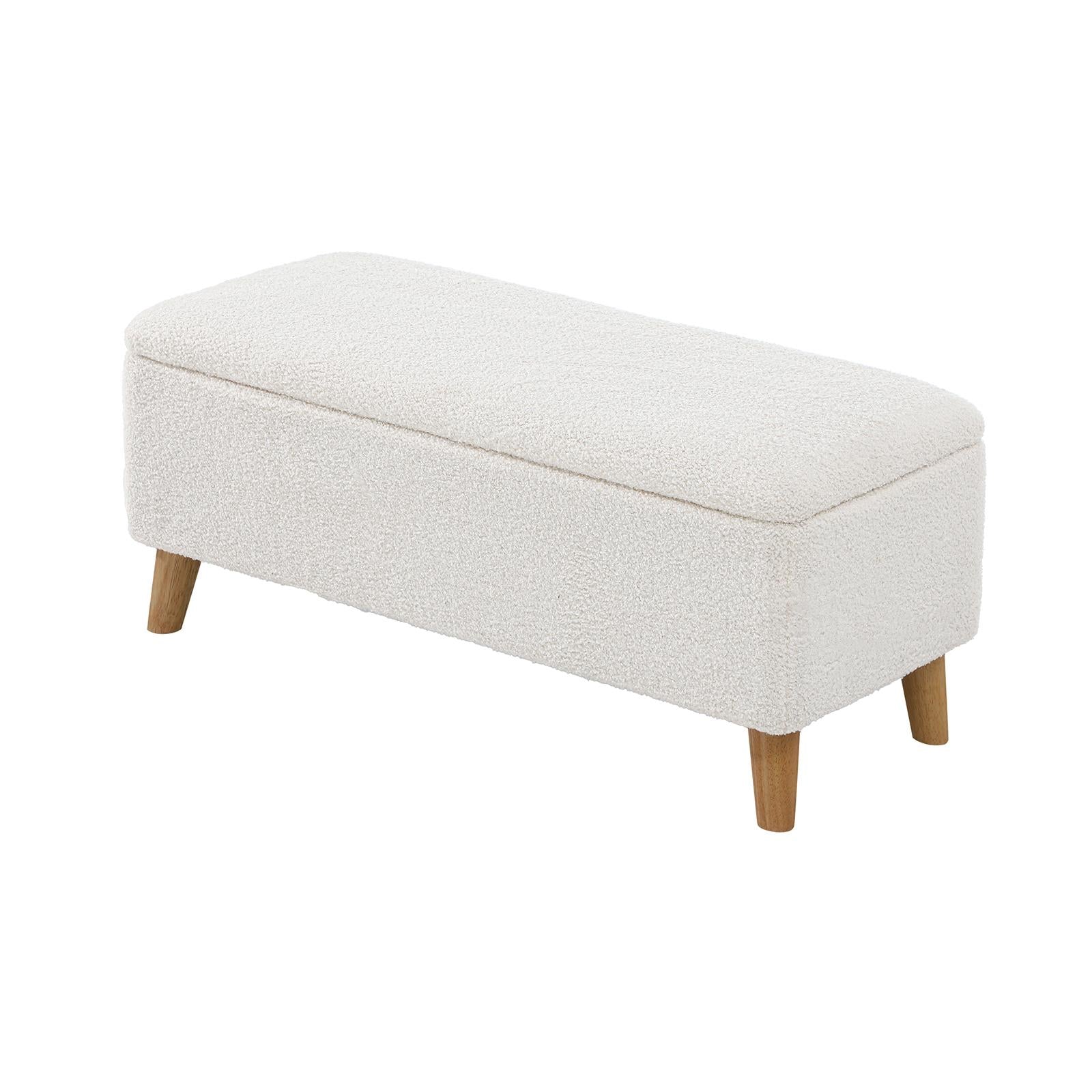Oikiture Storage Ottoman Blanket Box Chest Toy Foot Stool LARGE Sherpa White - Sunyee