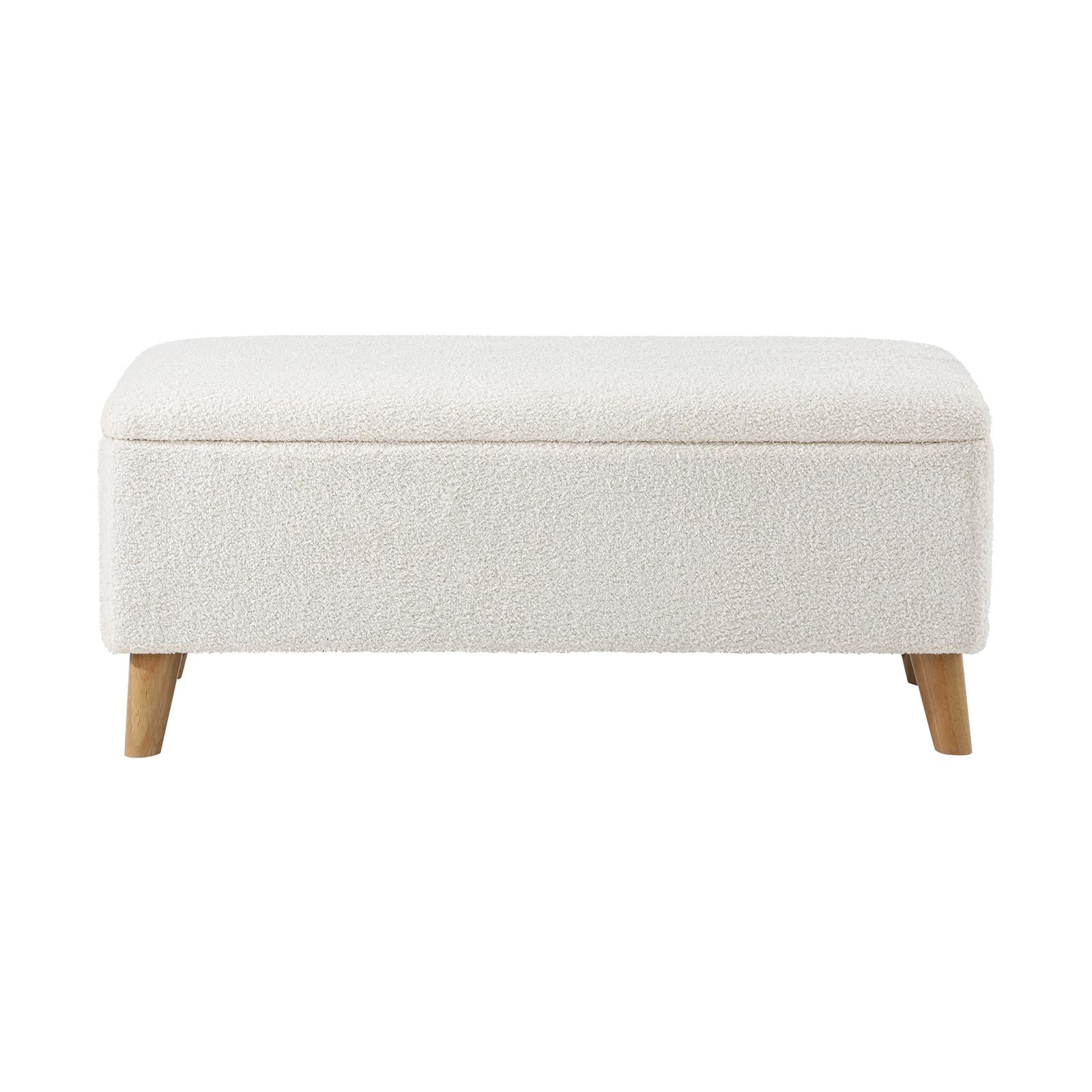 Oikiture Storage Ottoman Blanket Box Chest Toy Foot Stool LARGE Sherpa White - Sunyee