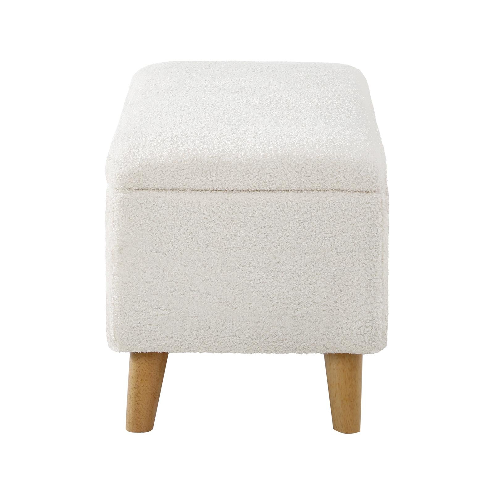 Oikiture Storage Ottoman Blanket Box Chest Toy Foot Stool LARGE Sherpa White - Sunyee