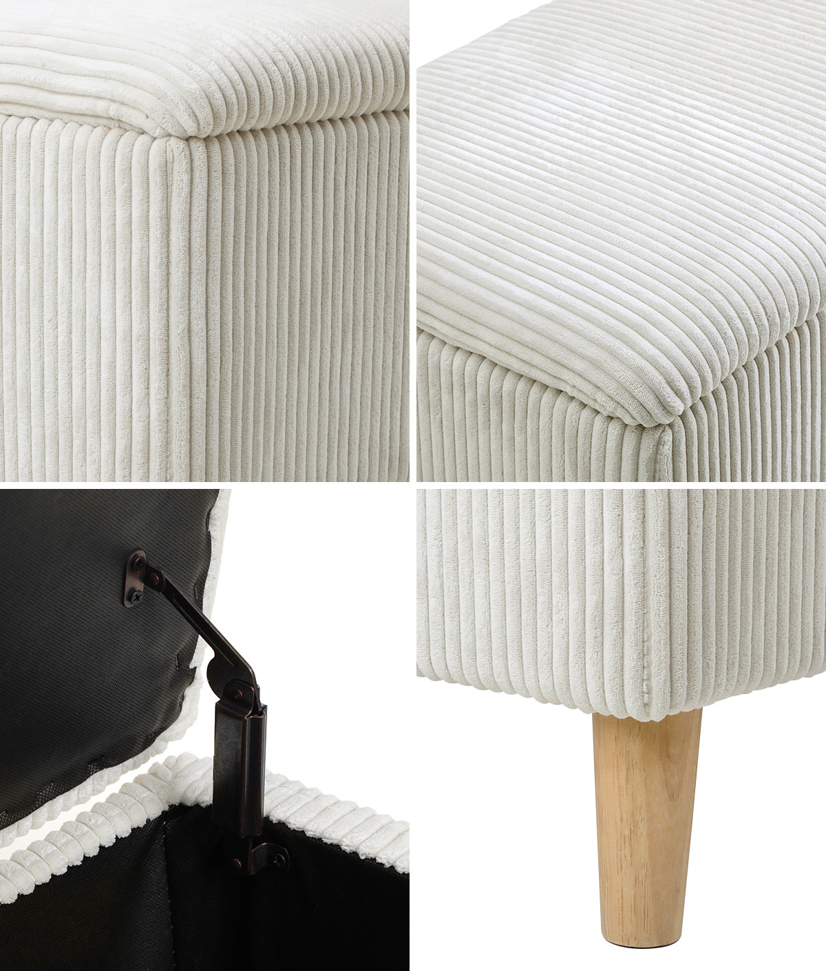 Oikiture Storage Ottoman Blanket Box Chest Toy Foot Stool LARGE Polyester Beige - Sunyee