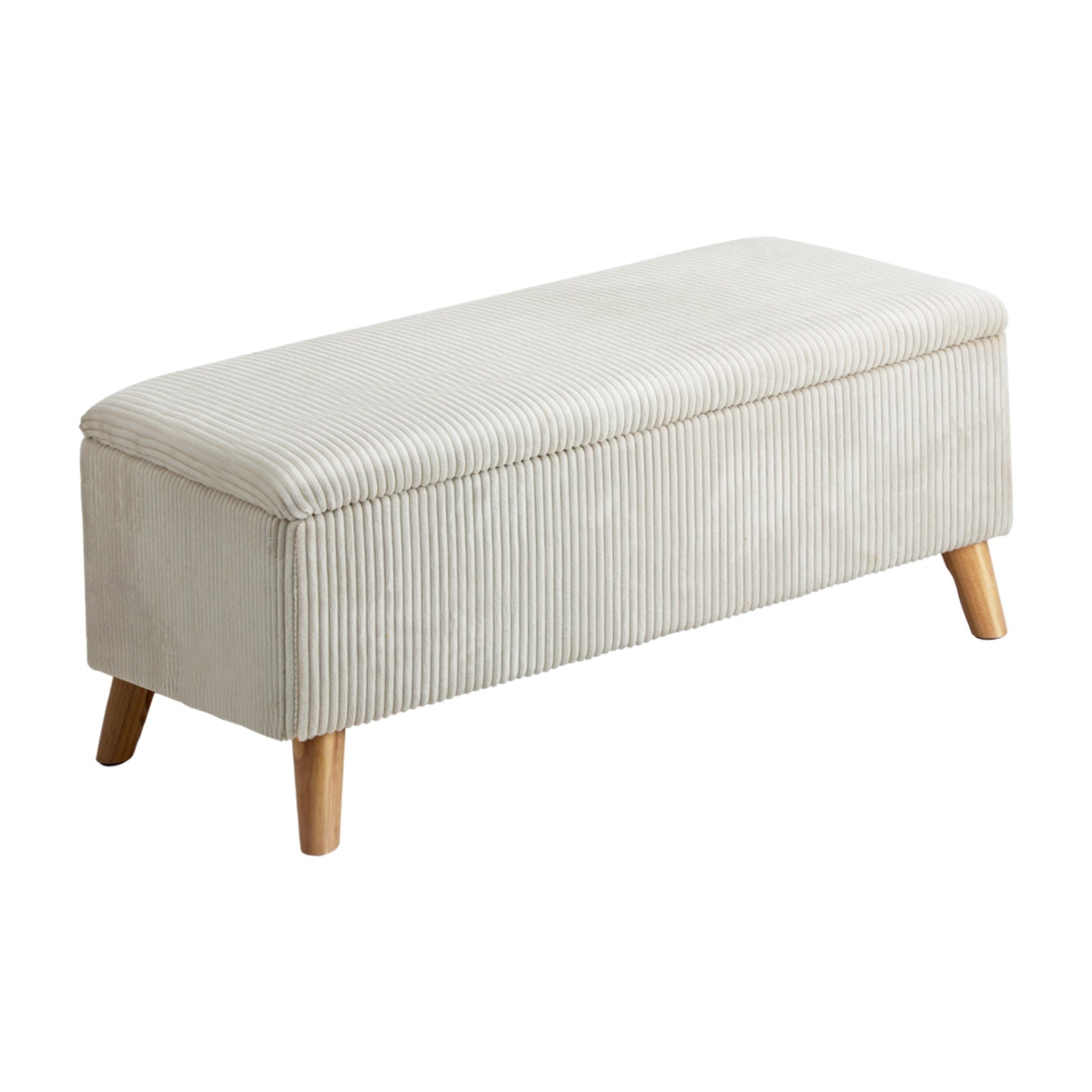 Oikiture Storage Ottoman Blanket Box Chest Toy Foot Stool LARGE Polyester Beige - Sunyee