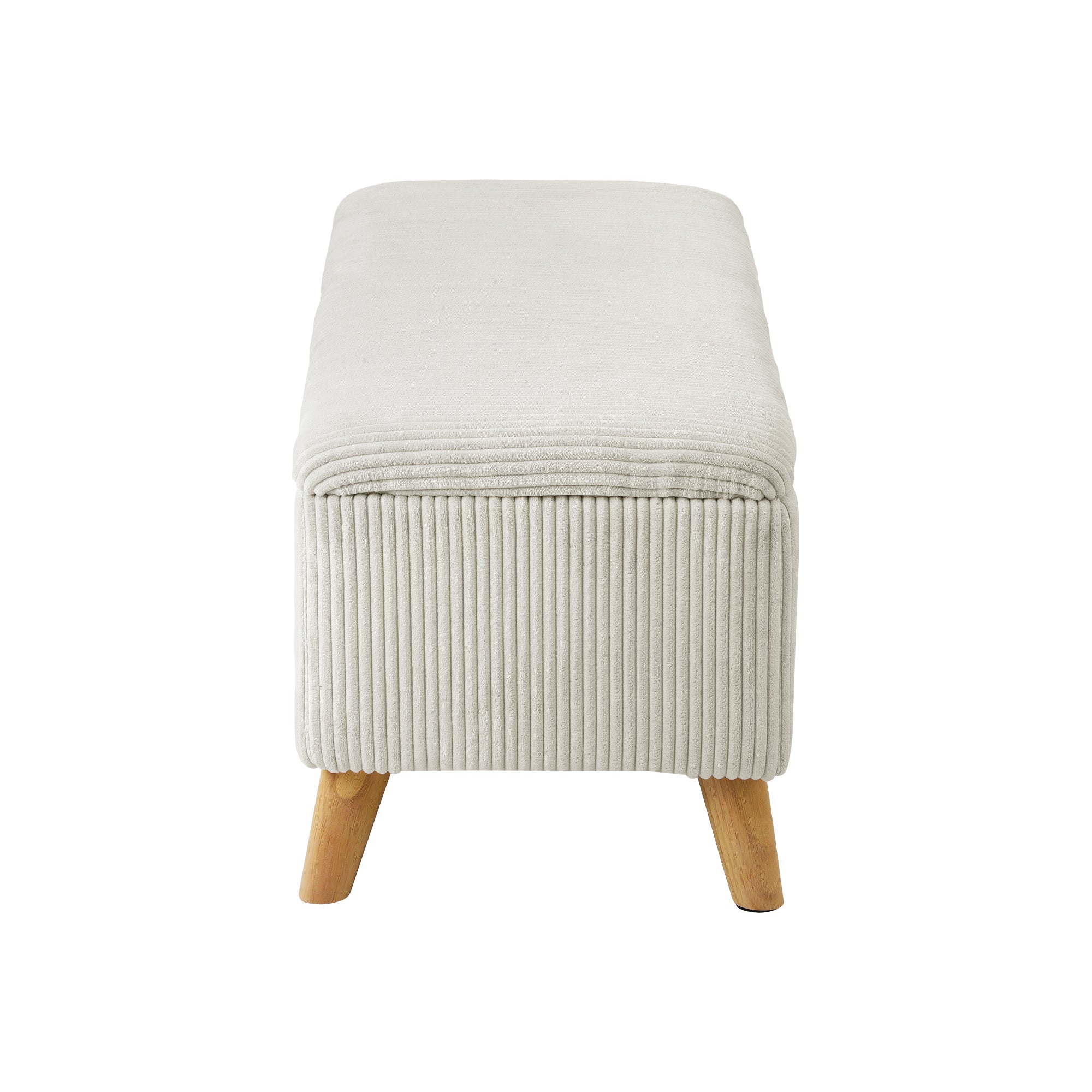 Oikiture Storage Ottoman Blanket Box Chest Toy Foot Stool LARGE Polyester Beige - Sunyee