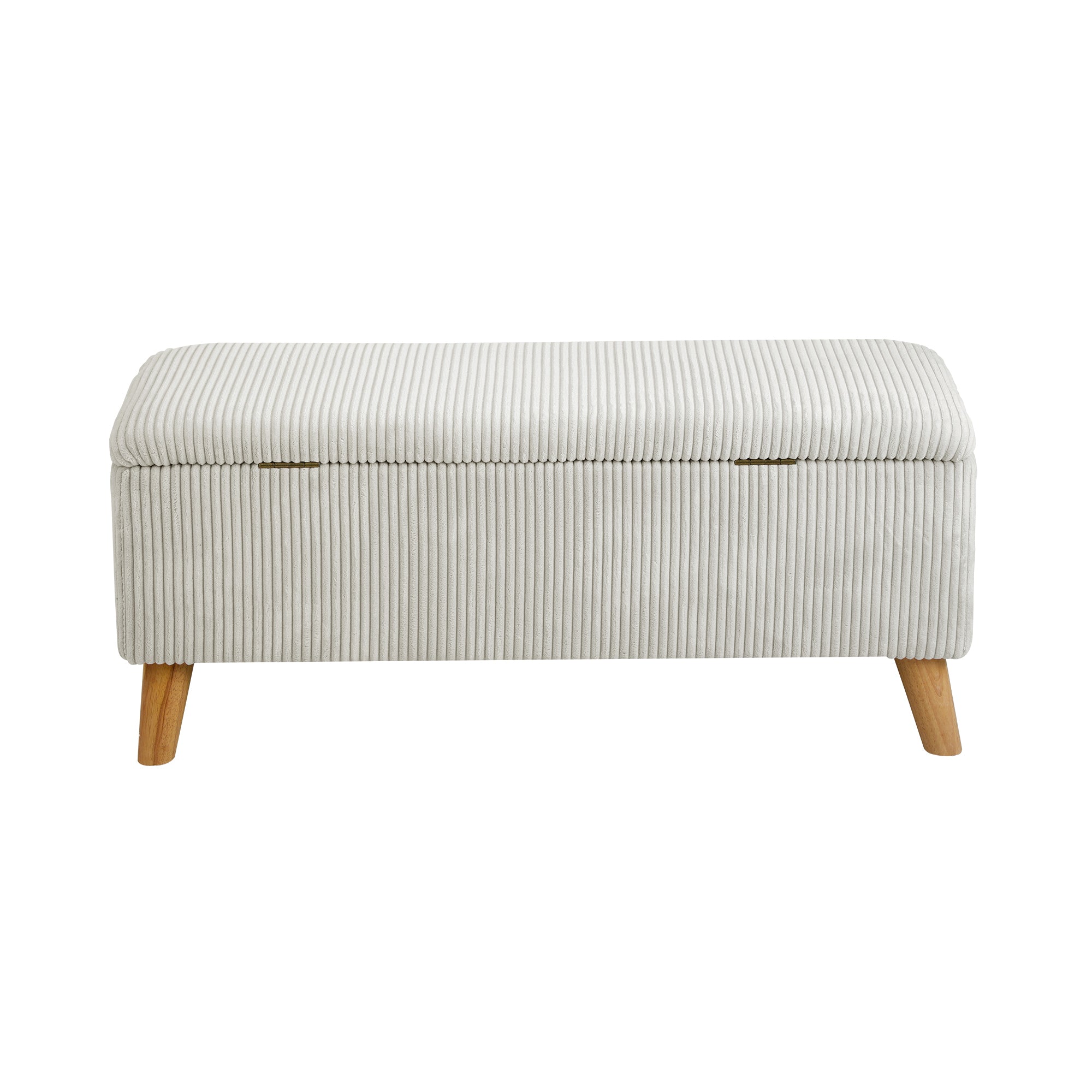 Oikiture Storage Ottoman Blanket Box Chest Toy Foot Stool LARGE Polyester Beige - Sunyee