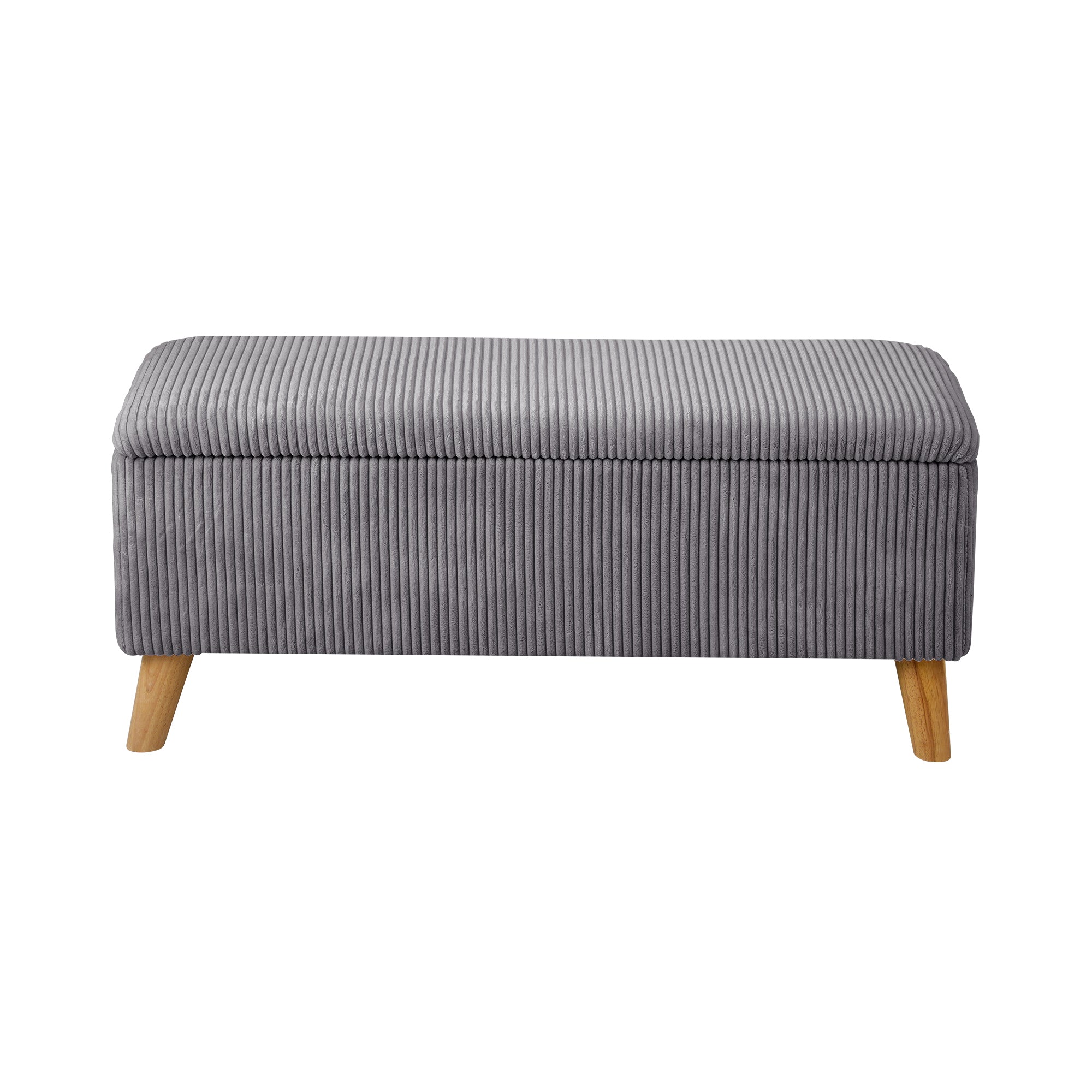 Oikiture Storage Ottoman Blanket Box Chest Toy Foot Stool LARGE Polyester Grey - Sunyee
