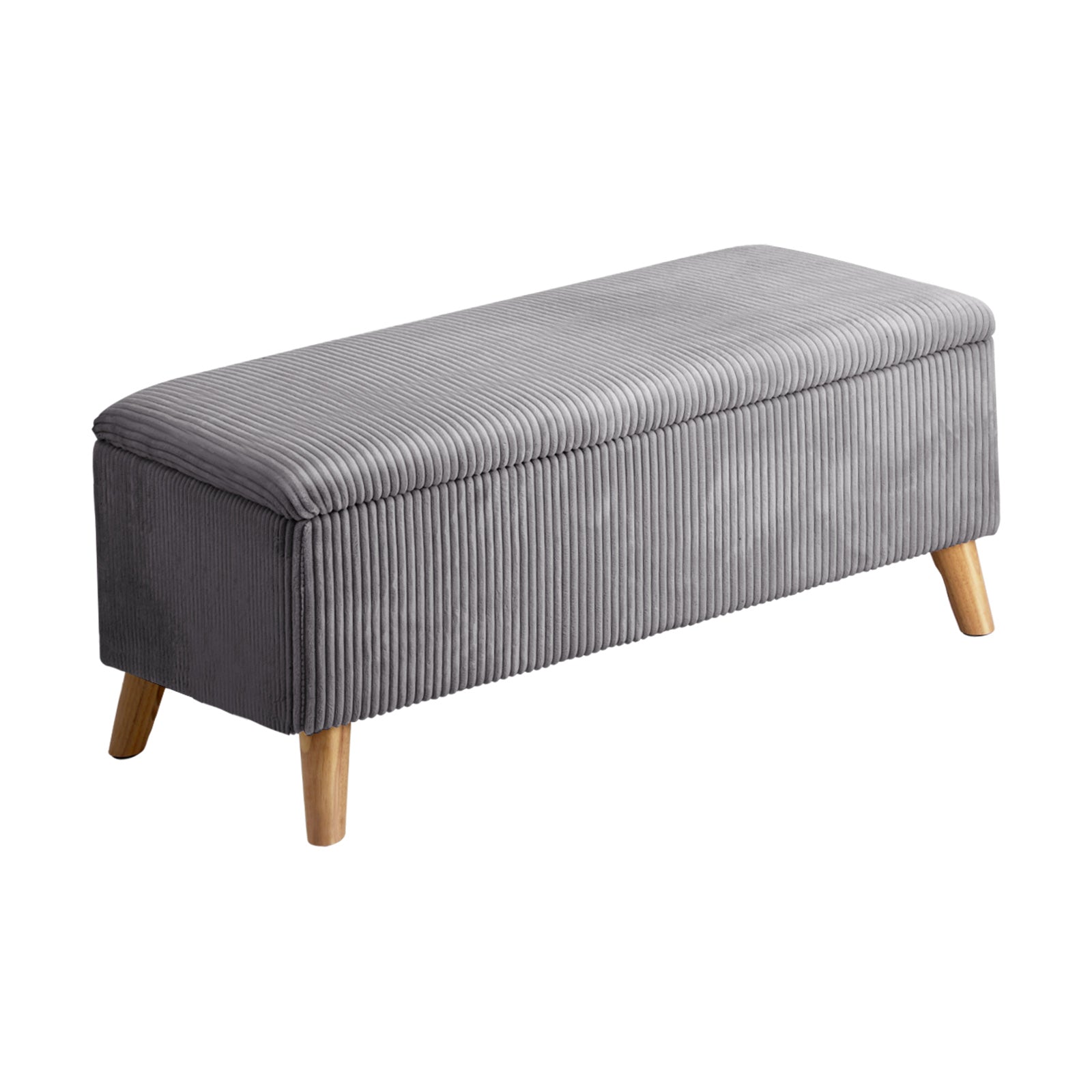 Oikiture Storage Ottoman Blanket Box Chest Toy Foot Stool LARGE Polyester Grey - Sunyee