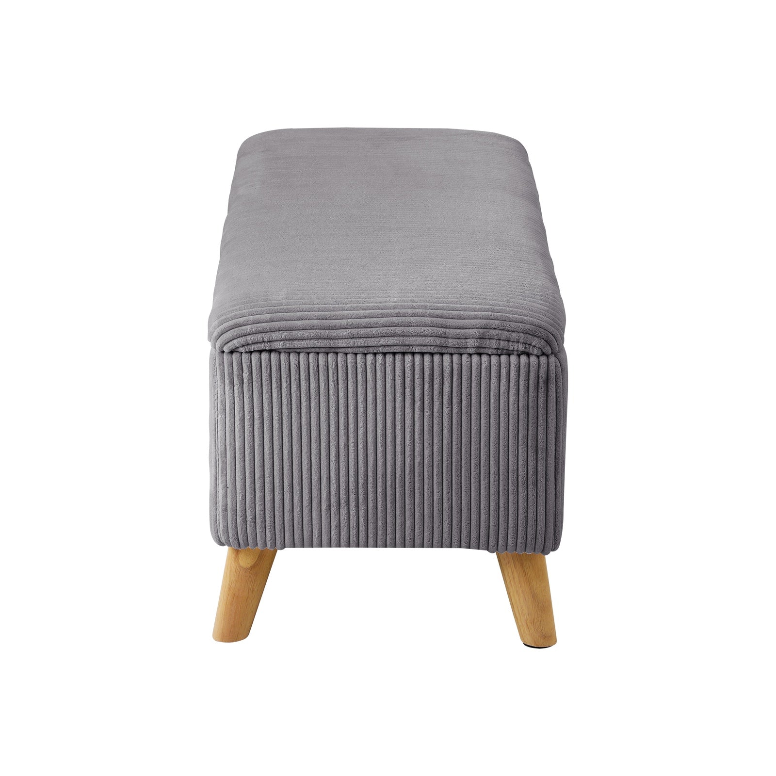 Oikiture Storage Ottoman Blanket Box Chest Toy Foot Stool LARGE Polyester Grey - Sunyee