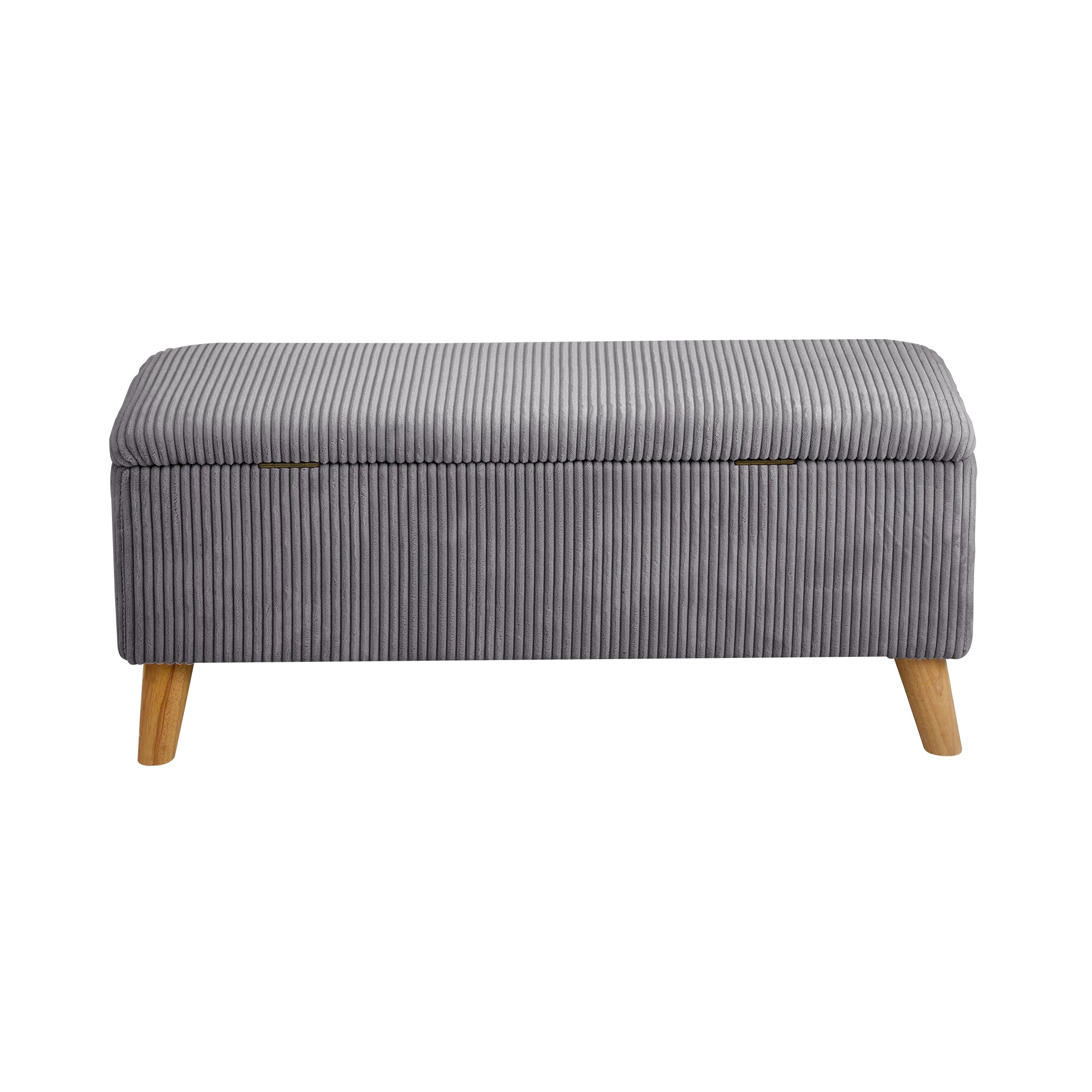 Oikiture Storage Ottoman Blanket Box Chest Toy Foot Stool LARGE Polyester Grey - Sunyee