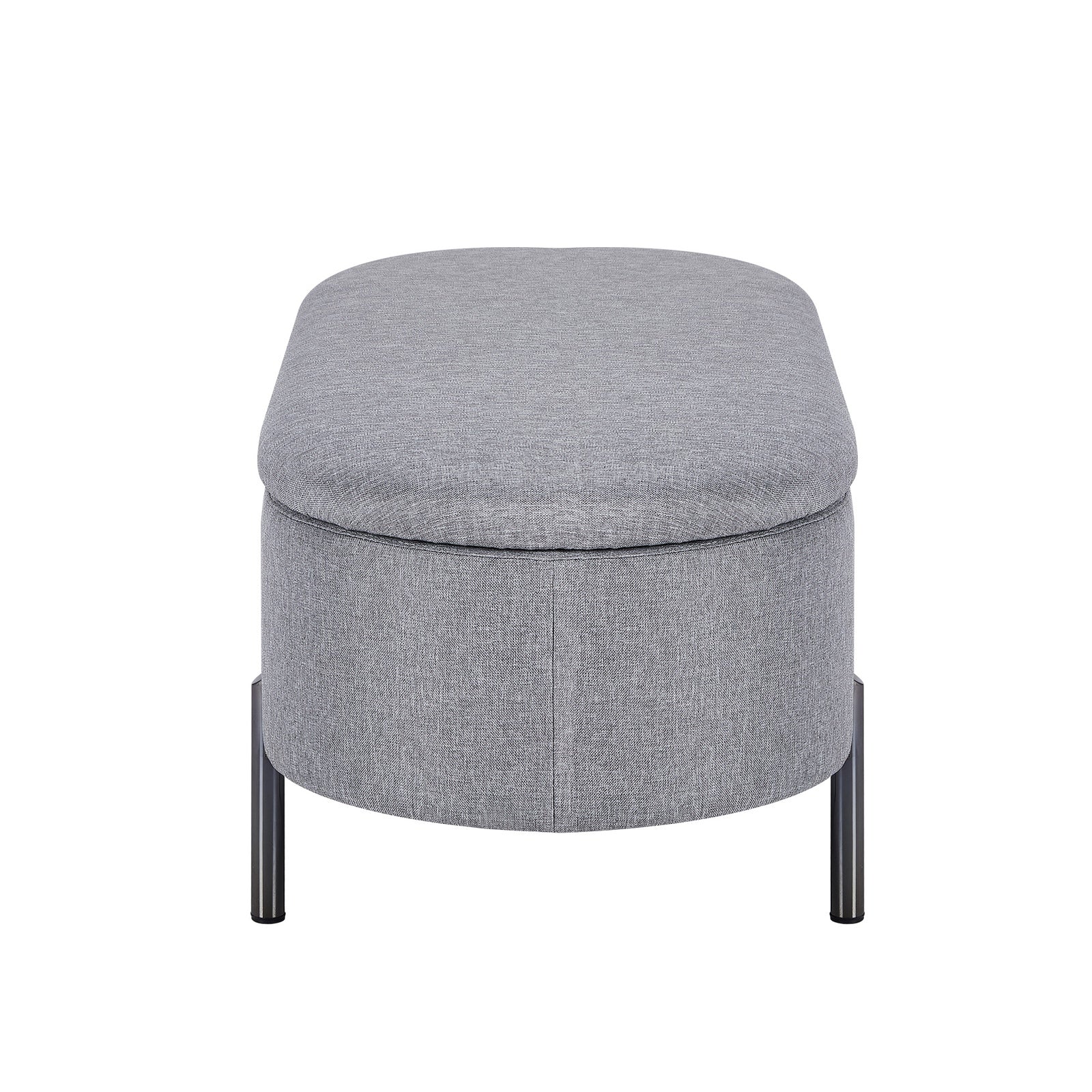 Oikiture Storage Ottoman Bench Oval Footstool Blanket Box Chest Toy Linen Grey - Sunyee