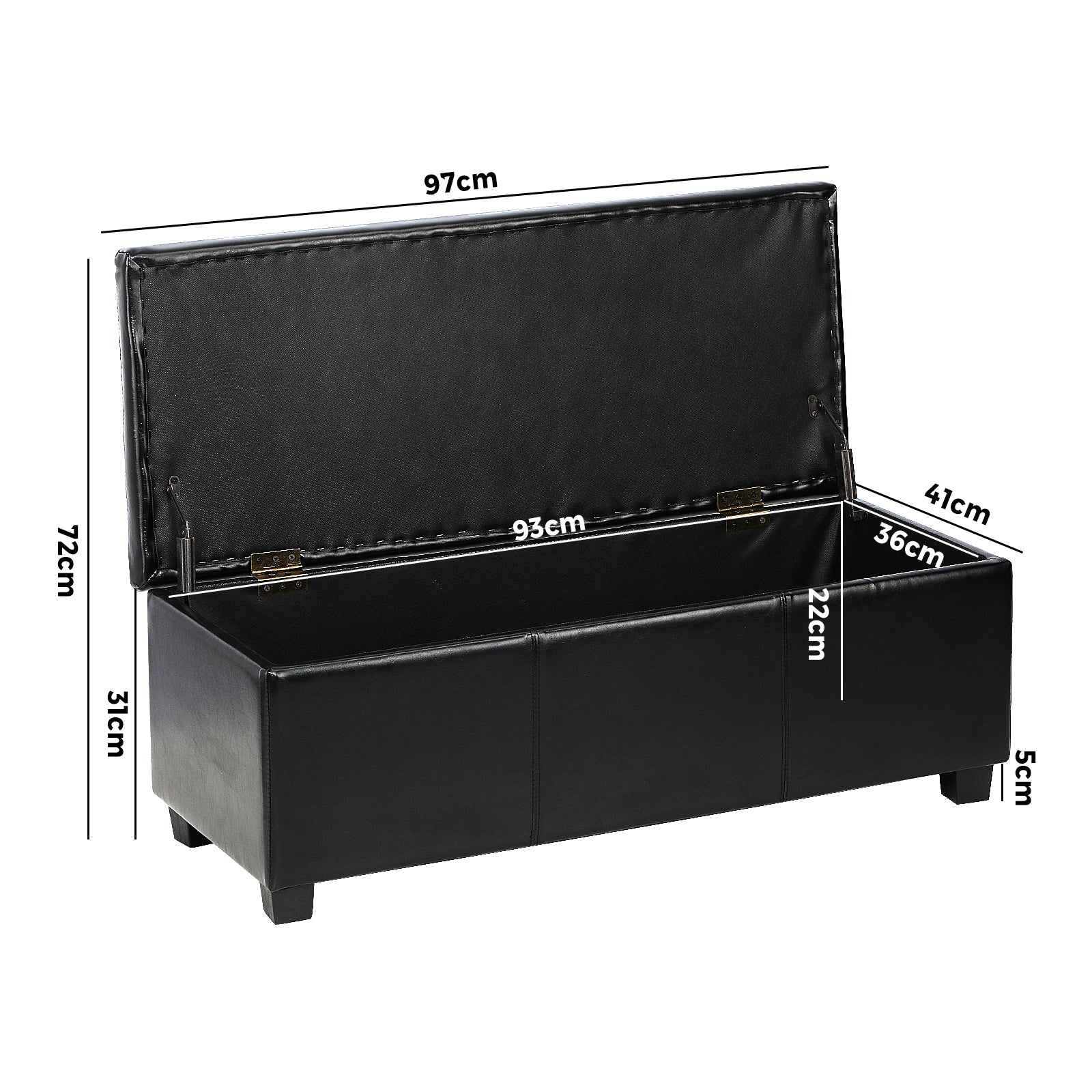 Oikiture Storage Ottoman Blanket Box PU Leather Arm Foot Stool Couch Large - Sunyee