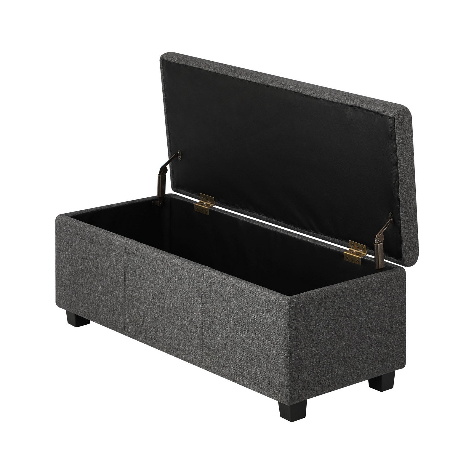 Oikiture Storage Ottoman Blanket Box Linen Fabric Arm Foot Stool Couch Large - Sunyee