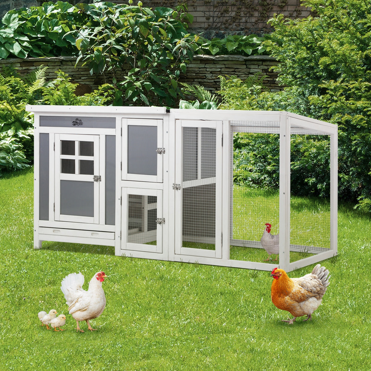 Alopet Chicken Coop Pet Hutch Wooden House Large Cage Run Double Hatch