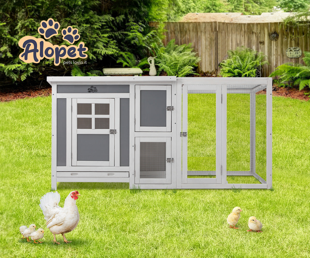 Alopet Chicken Coop Rabbit Hutch Wooden House Run Large Cage Double Hatch - Sunyee