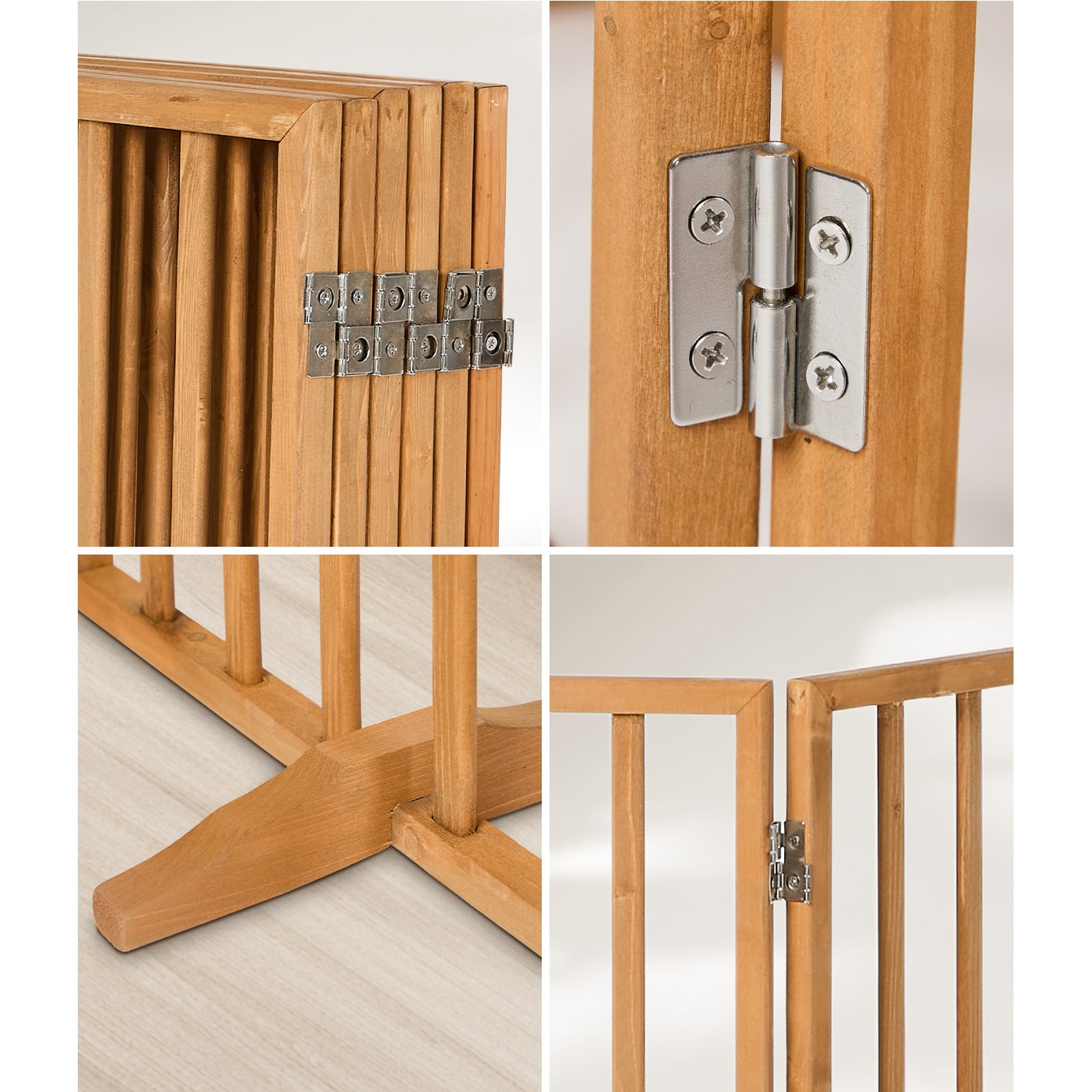 Alopet 2pc Wooden Pet Gate Dog Fence Playpen Stair Barrier 6 Panels Natural - Sunyee
