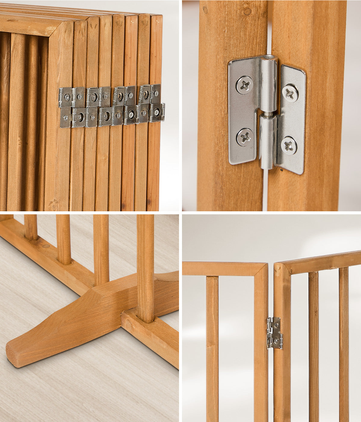Alopet 2pc Wooden Pet Gate Dog Fence Playpen Stair Barrier 8 Panels Natural - Sunyee