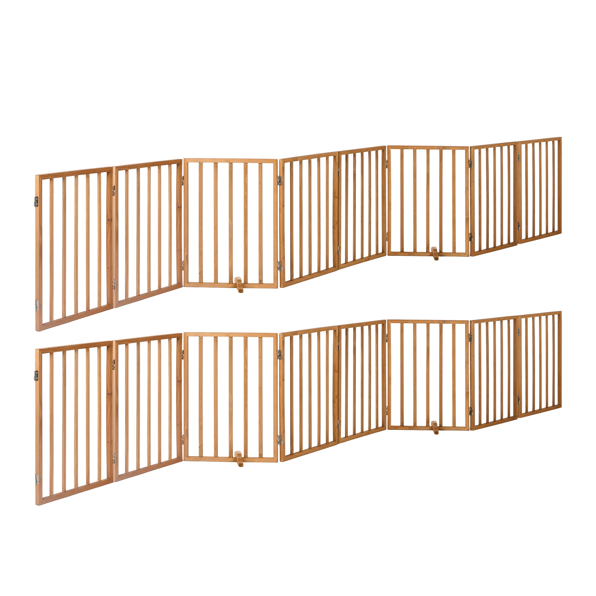 Alopet 2pc Wooden Pet Gate Dog Fence Playpen Stair Barrier 8 Panels Natural - Sunyee