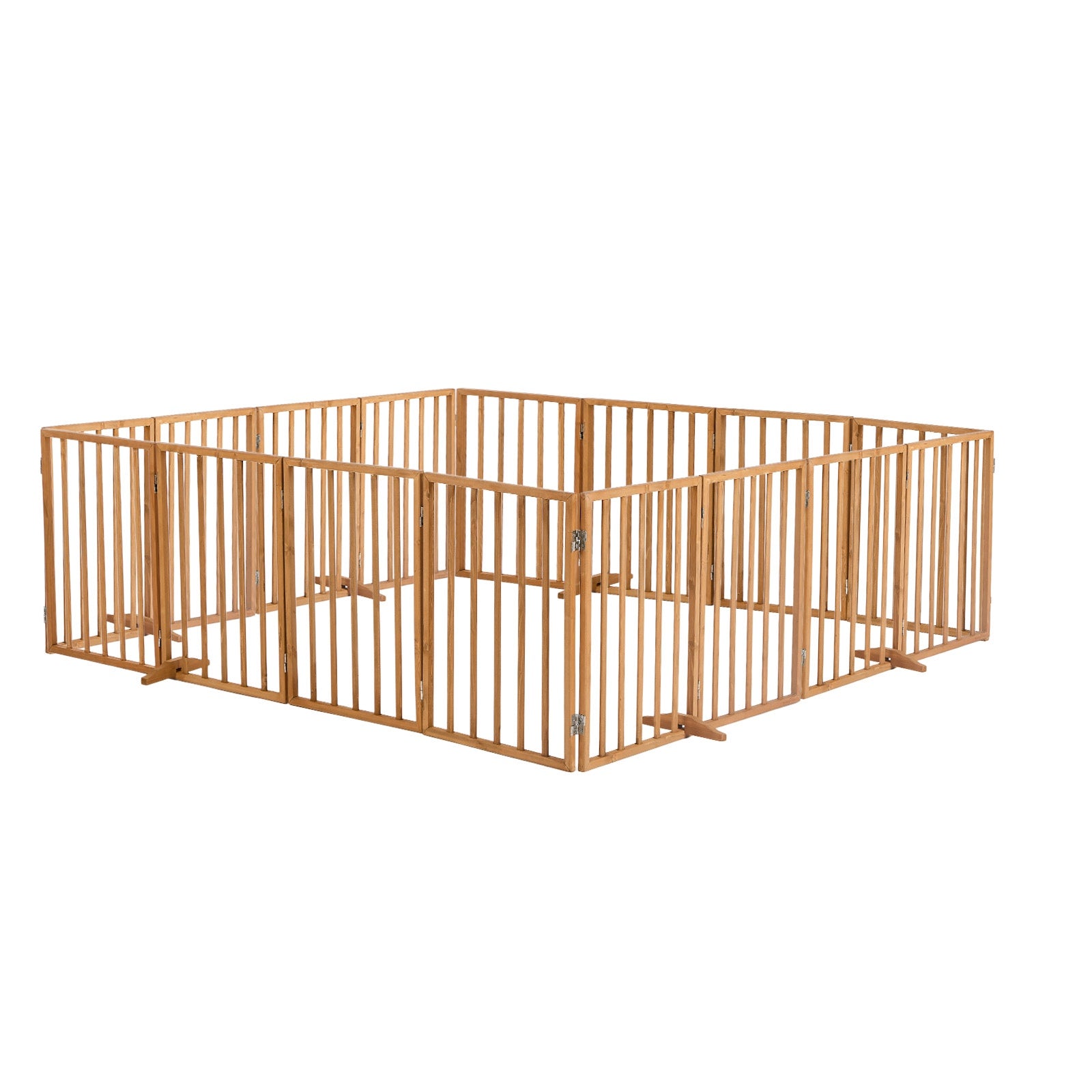 Alopet 2pc Wooden Pet Gate Dog Fence Playpen Stair Barrier 8 Panels Natural - Sunyee