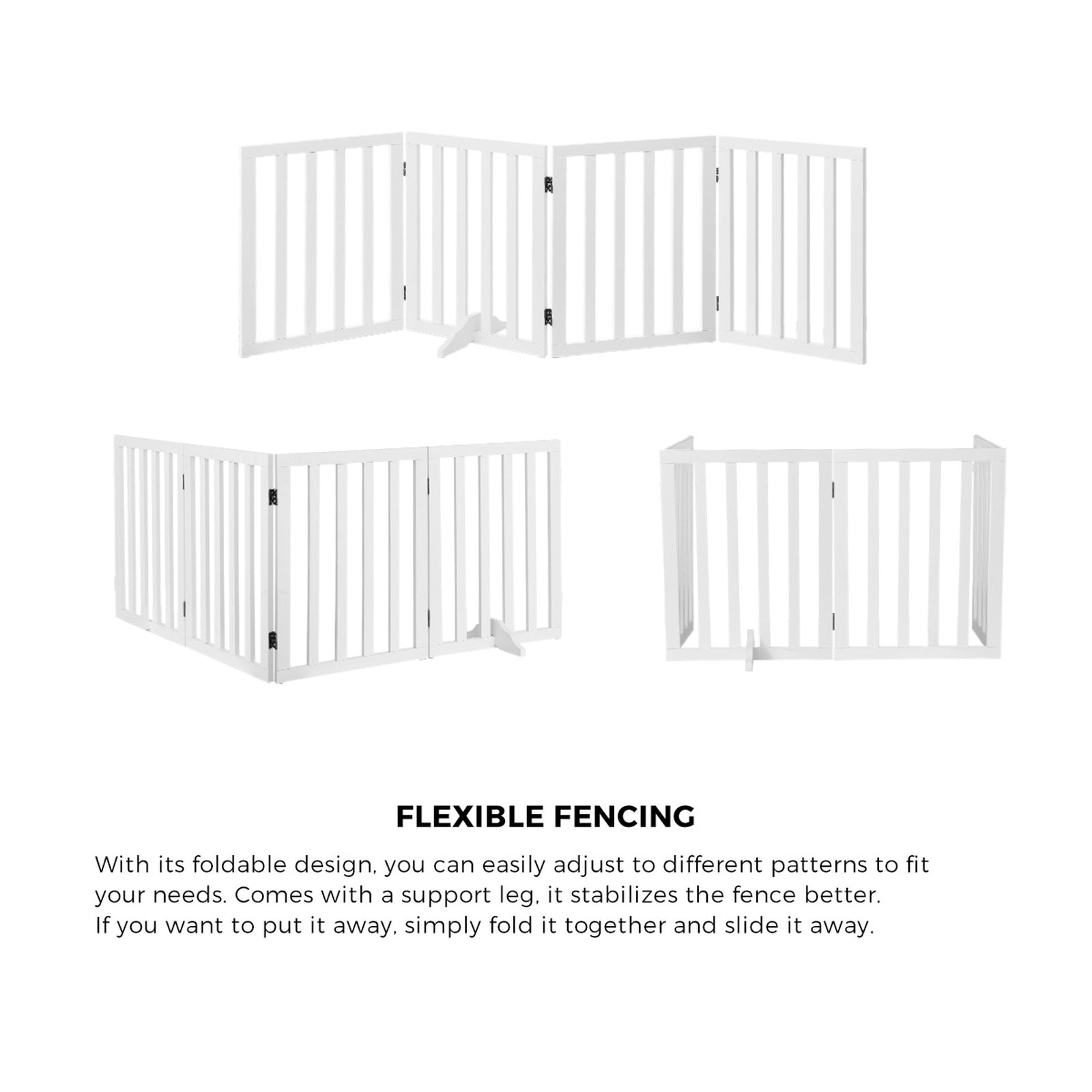 Alopet Wooden Pet Gate Dog Fence Safety Stair Barrier Security Door 3/4/6 Panels - Sunyee