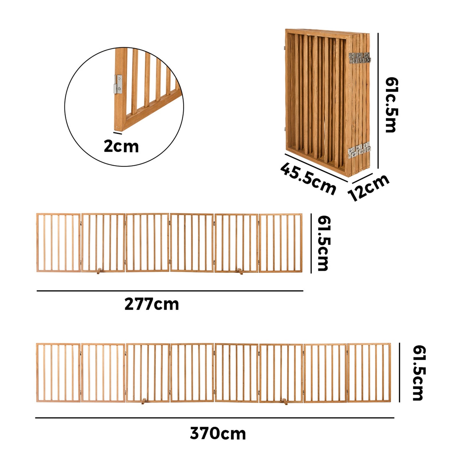 Alopet Wooden Pet Gate Dog Fence Safety Stair Barrier Security Door 3/4/6 Panels
