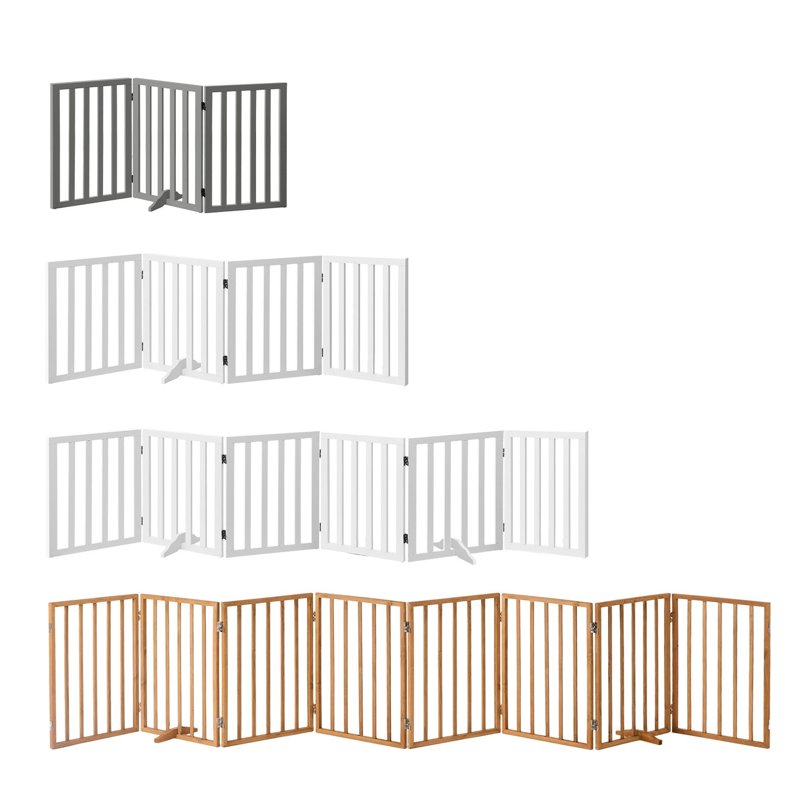 Alopet Wooden Pet Gate Dog Fence Safety Stair Barrier Security Door 3/4/6 Panels - Sunyee
